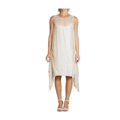 1920S Creme Seide mit Spitze und Perlen Detail Hochzeit  Gewand