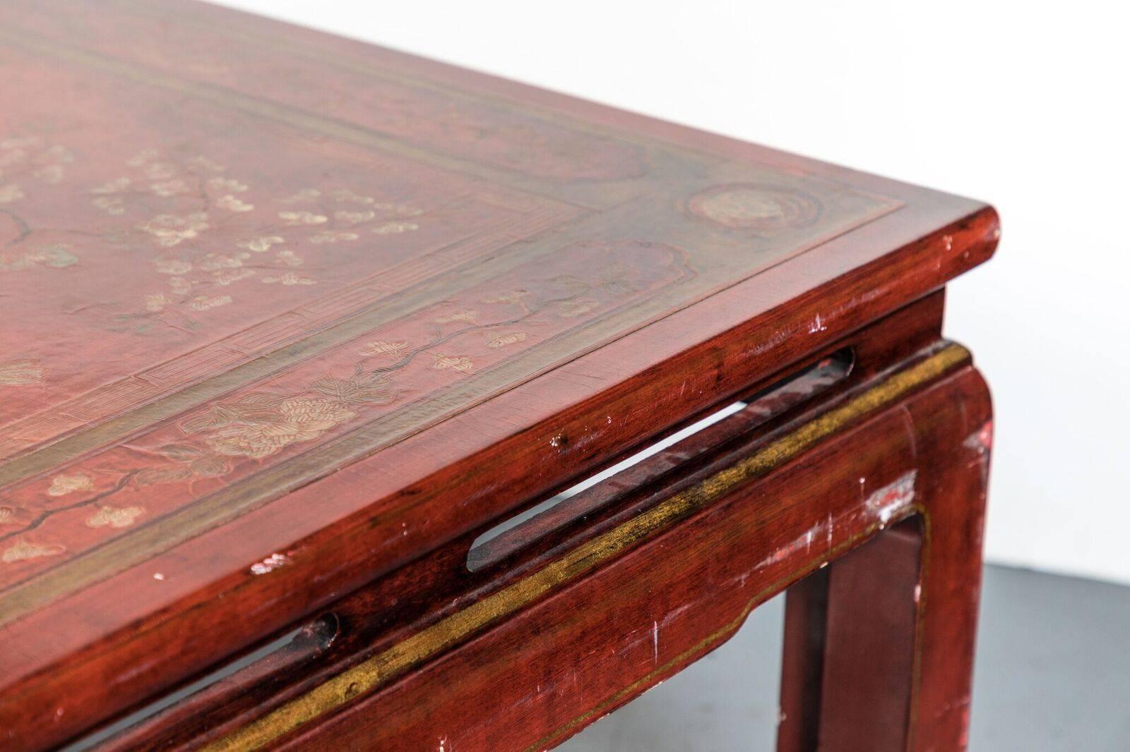 Early 20th Century 1920s, Crimson, Chinoiserie Coffee Table