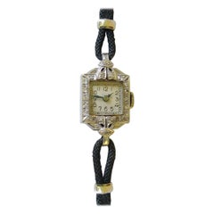 1920er Croton Damen Platin-Diamant-Armbanduhr mit 17-steinigem Uhrwerk