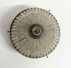 1920s Crystal Bead and Bronze Flushmount Light with Two Lights