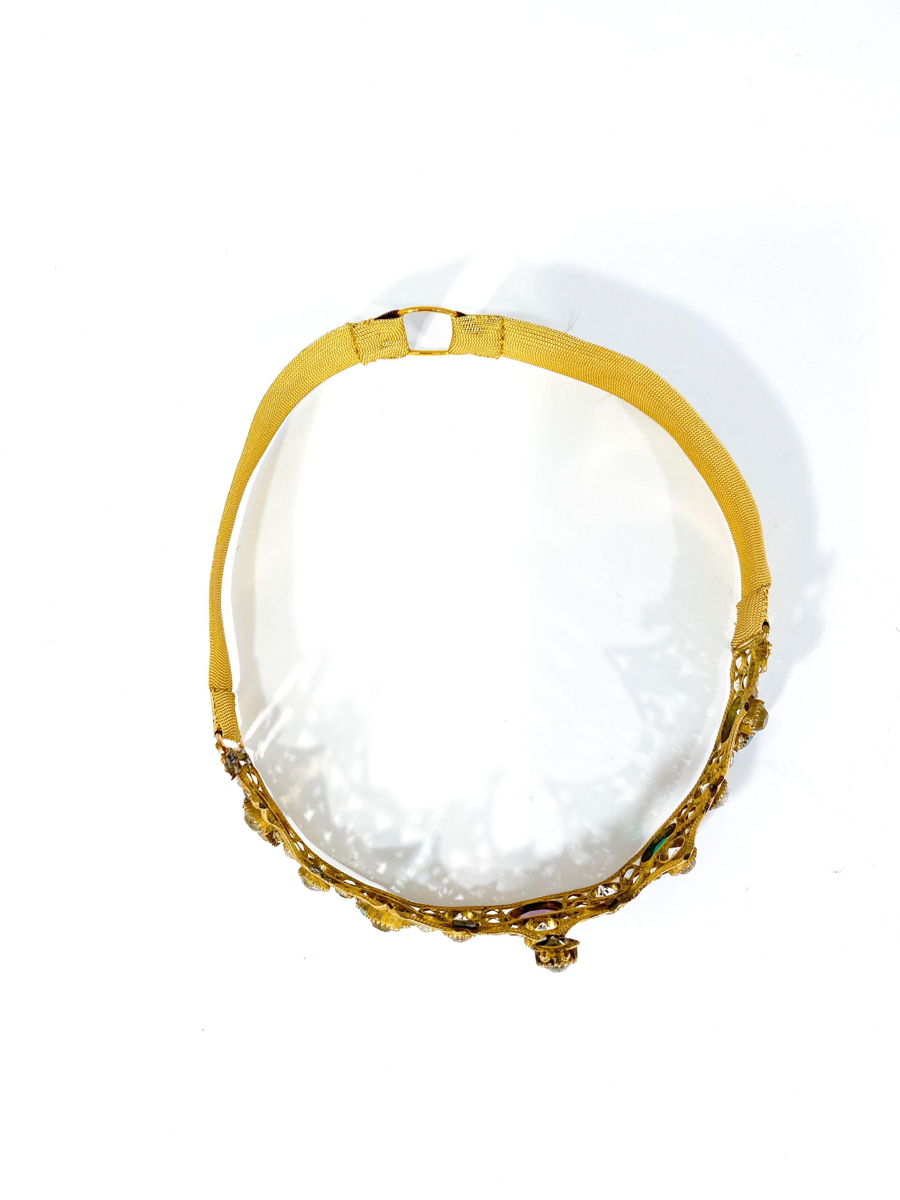 1920s Crystal & Brass Tiara In Good Condition In San Francisco, CA