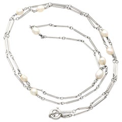 1920s Cultured Pearl and Platinum Necklace