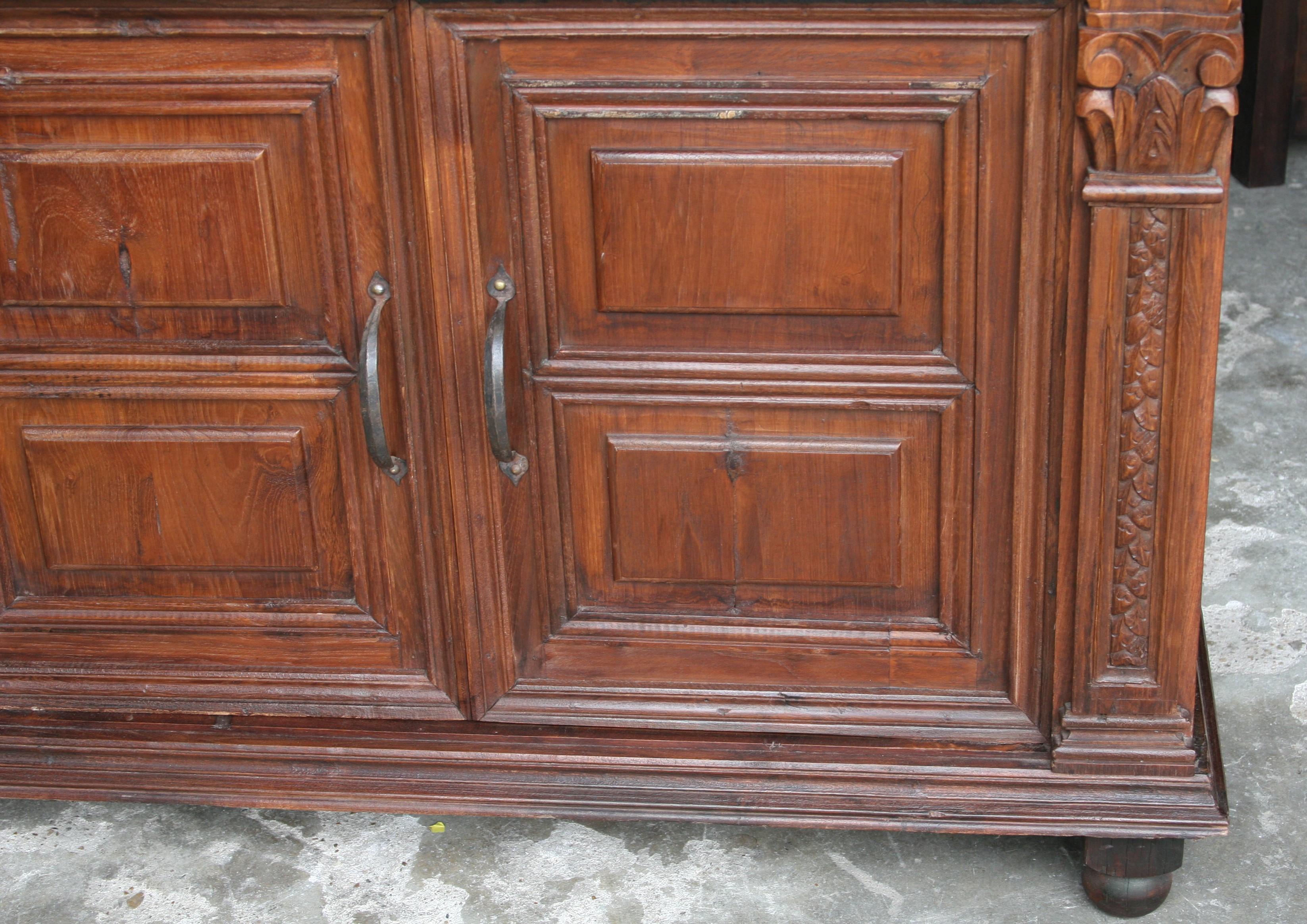 Indian 1920s Custom Made Solid Teak Wood Elegant Vanity from a French Colonial Home