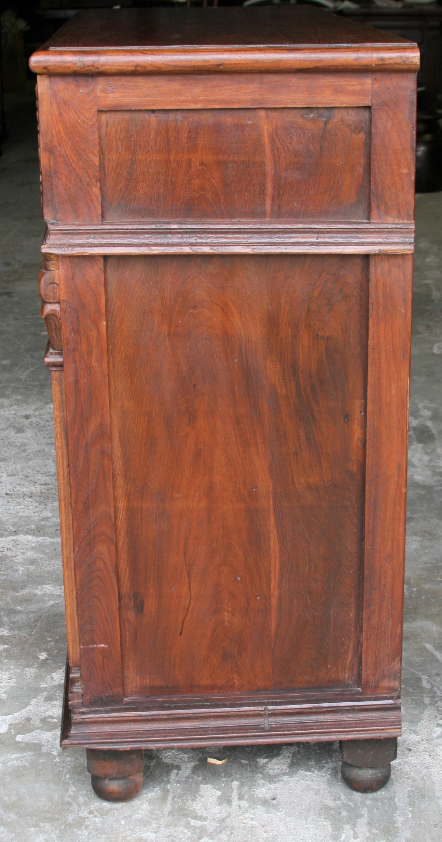 1920s Custom Made Solid Teak Wood Elegant Vanity from a French Colonial Home In Good Condition In Houston, TX