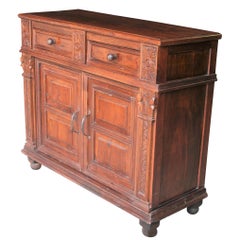 1920s Custom Made Solid Teak Wood Elegant Vanity from a French Colonial Home