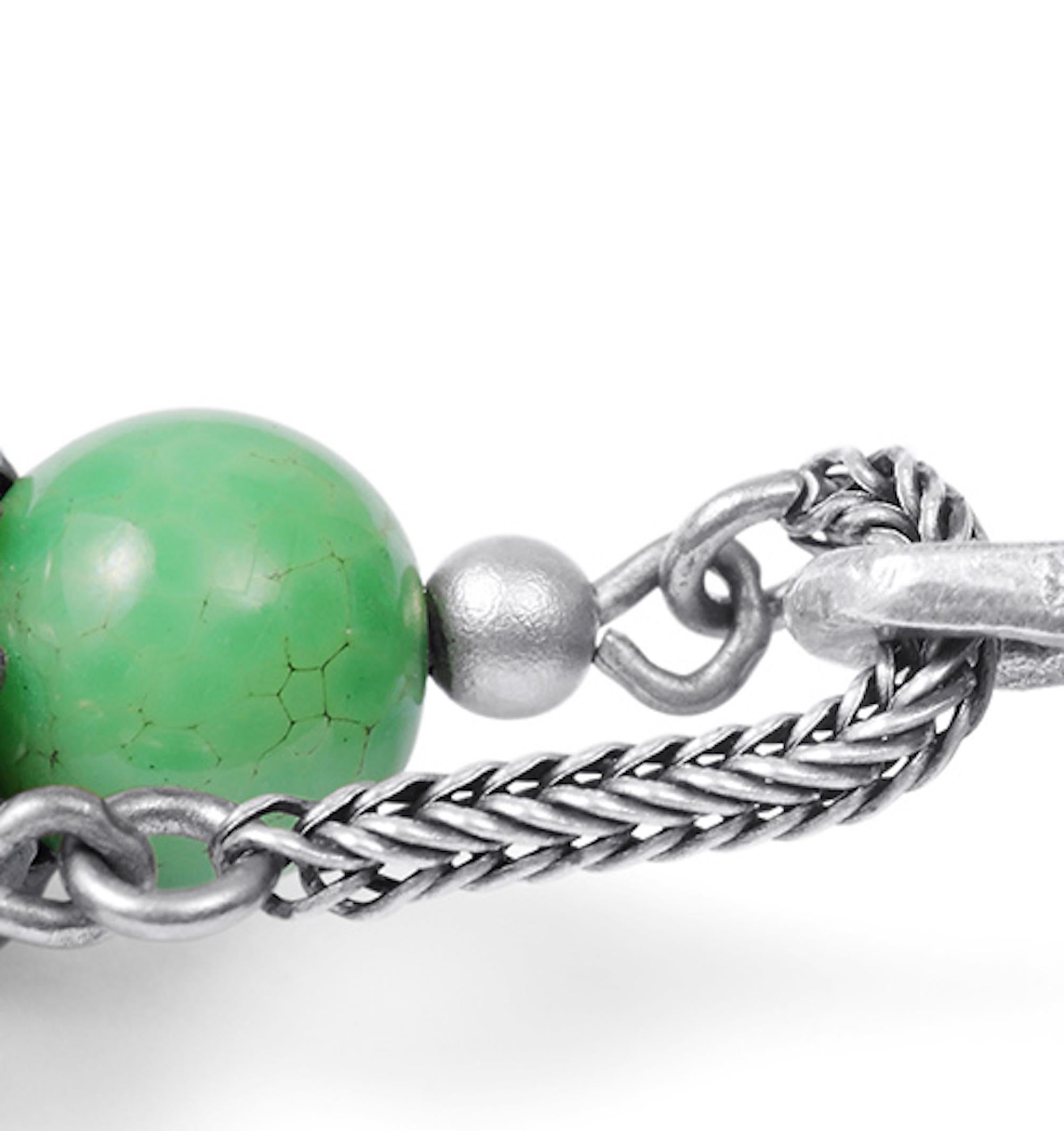 Collana con ciondolo in vetro di Pechino in argento Art Nouveau ceco del 1920 in vendita 2