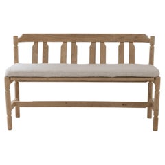 Used 1920s Czech Country Upholstered Wooden Bench