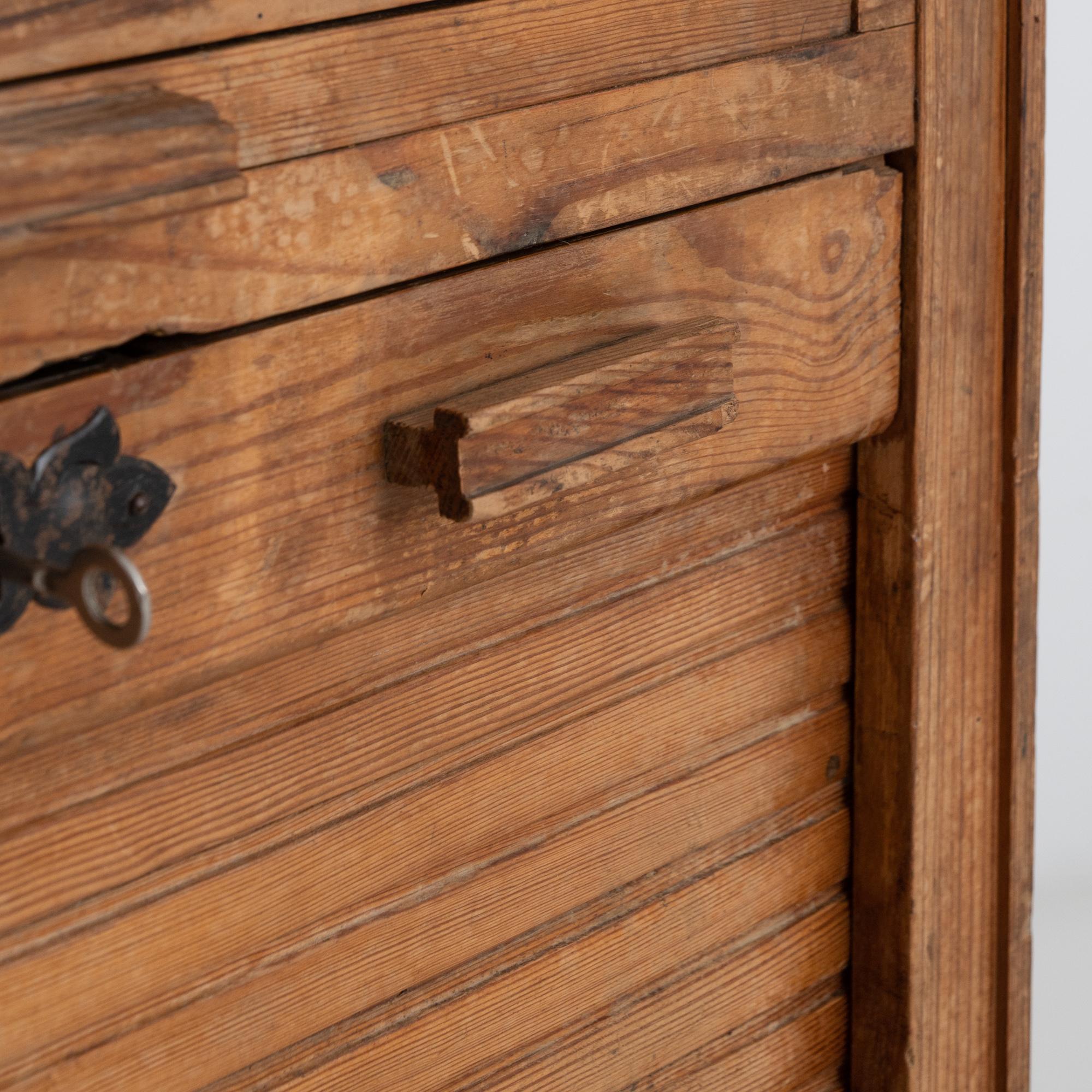 1920s Czech Wooden Tambour Door Cabinet 6