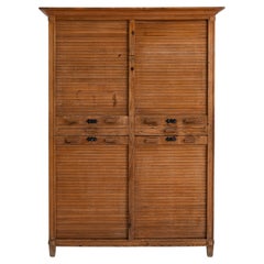 1920s Czech Wooden Tambour Door Cabinet