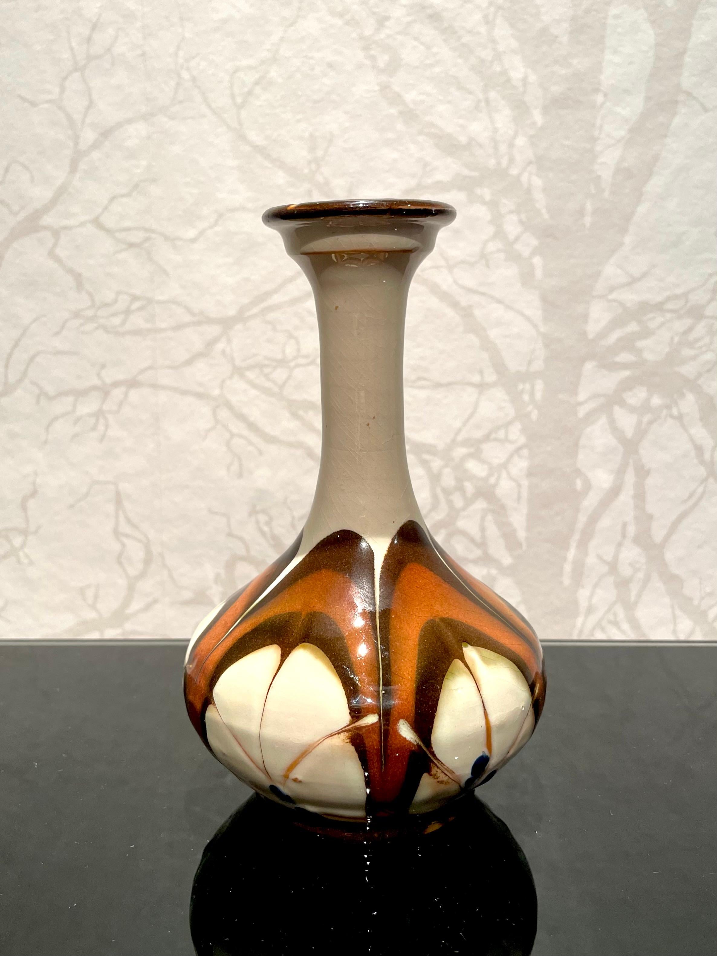 Scandinavian Modern 1920s Danish 16 cm Ceramic High Necked Baluster Shaped Vase by Herman Kähler For Sale