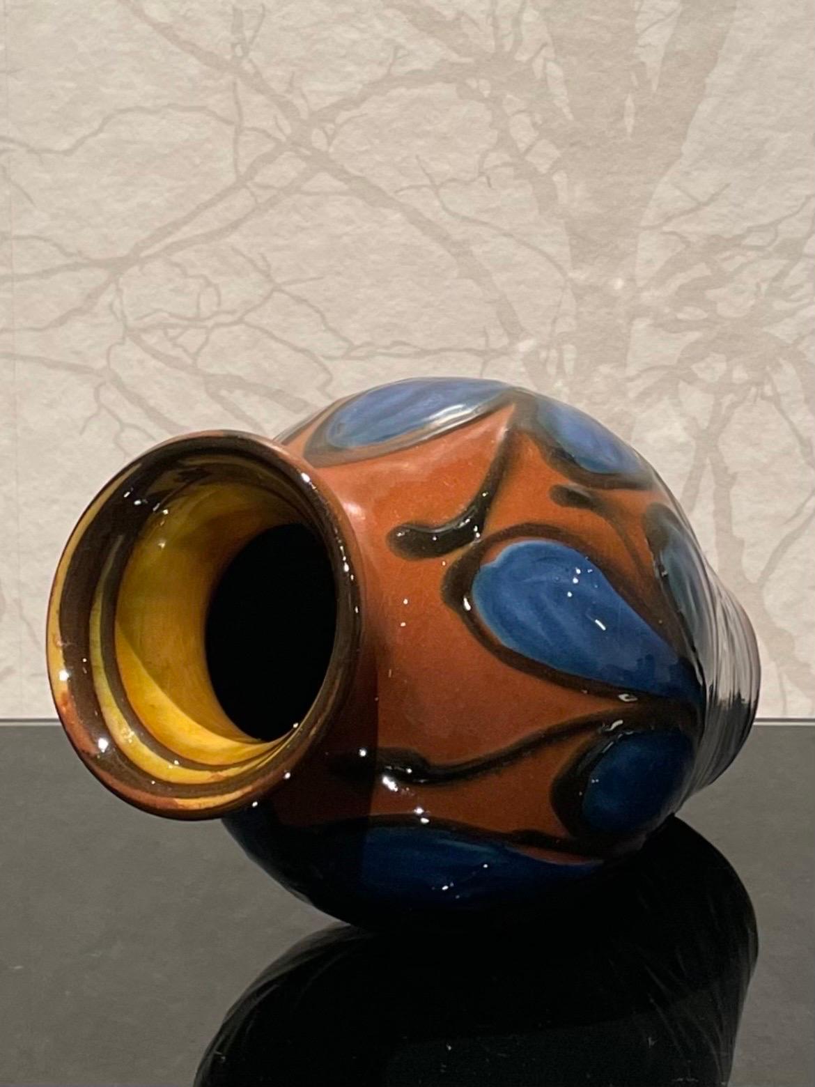 Glazed 1920s Danish 22 cm Musty Colored Ceramic Vase by Herman Kähler  For Sale