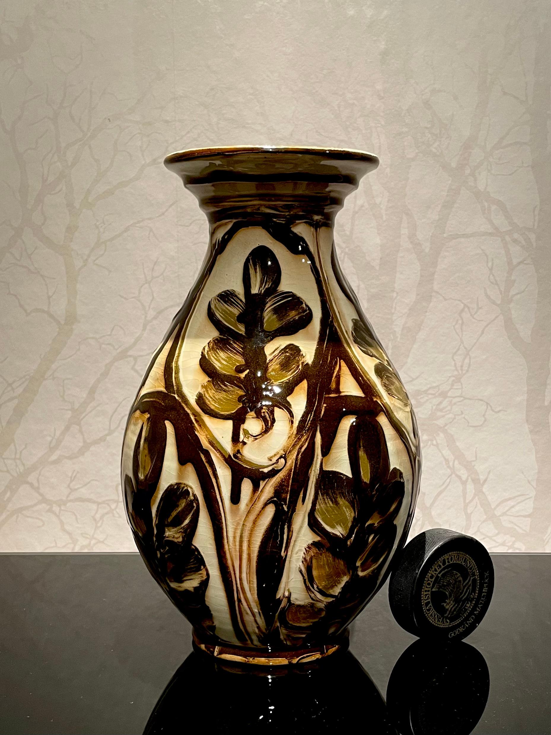 Glazed 1920s Danish Ceramic Vase by Herman Kähler For Sale