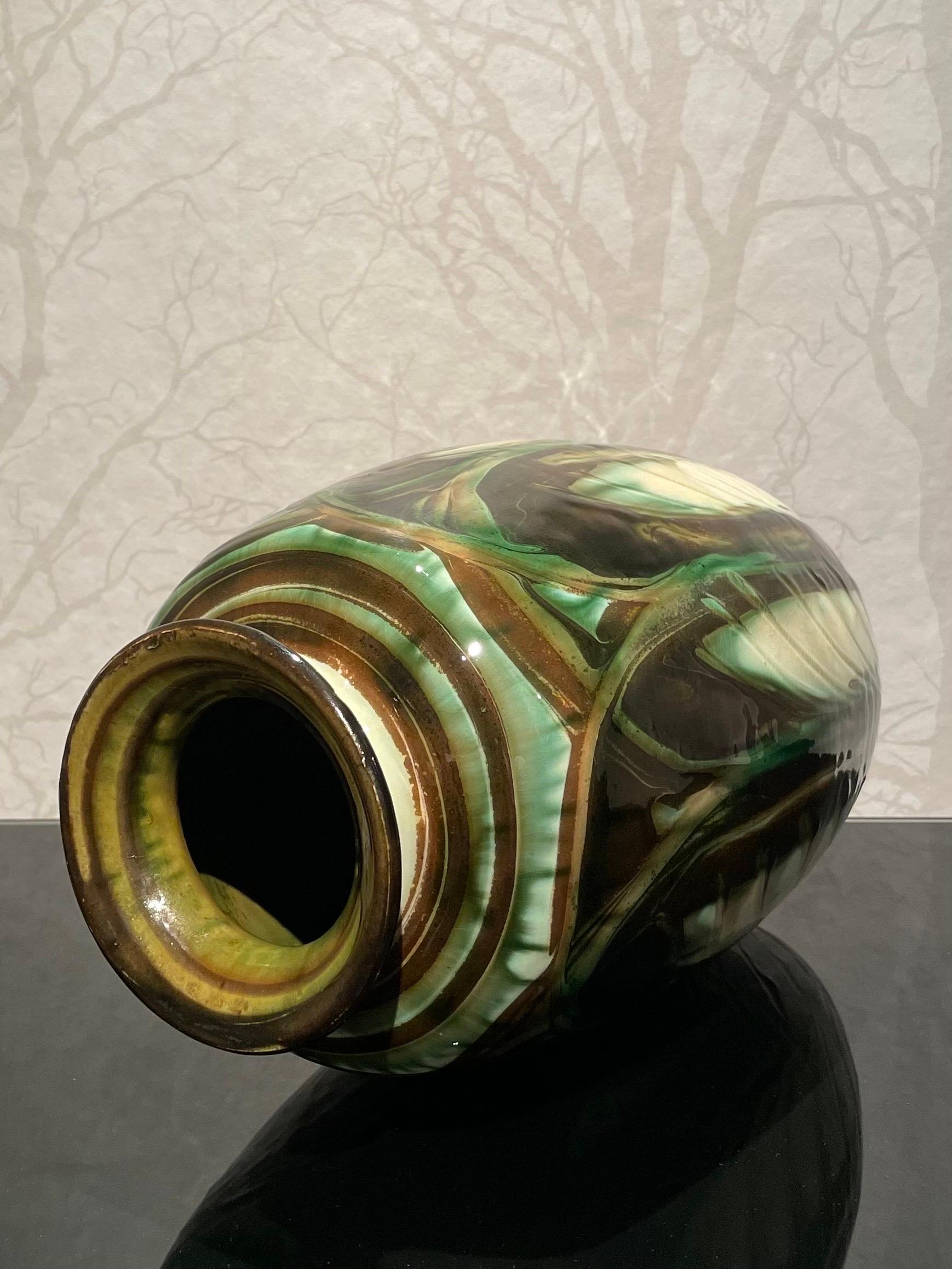 Glazed 1920s Danish 35 cm Fundamental Ceramic Vase by Herman Kähler For Sale