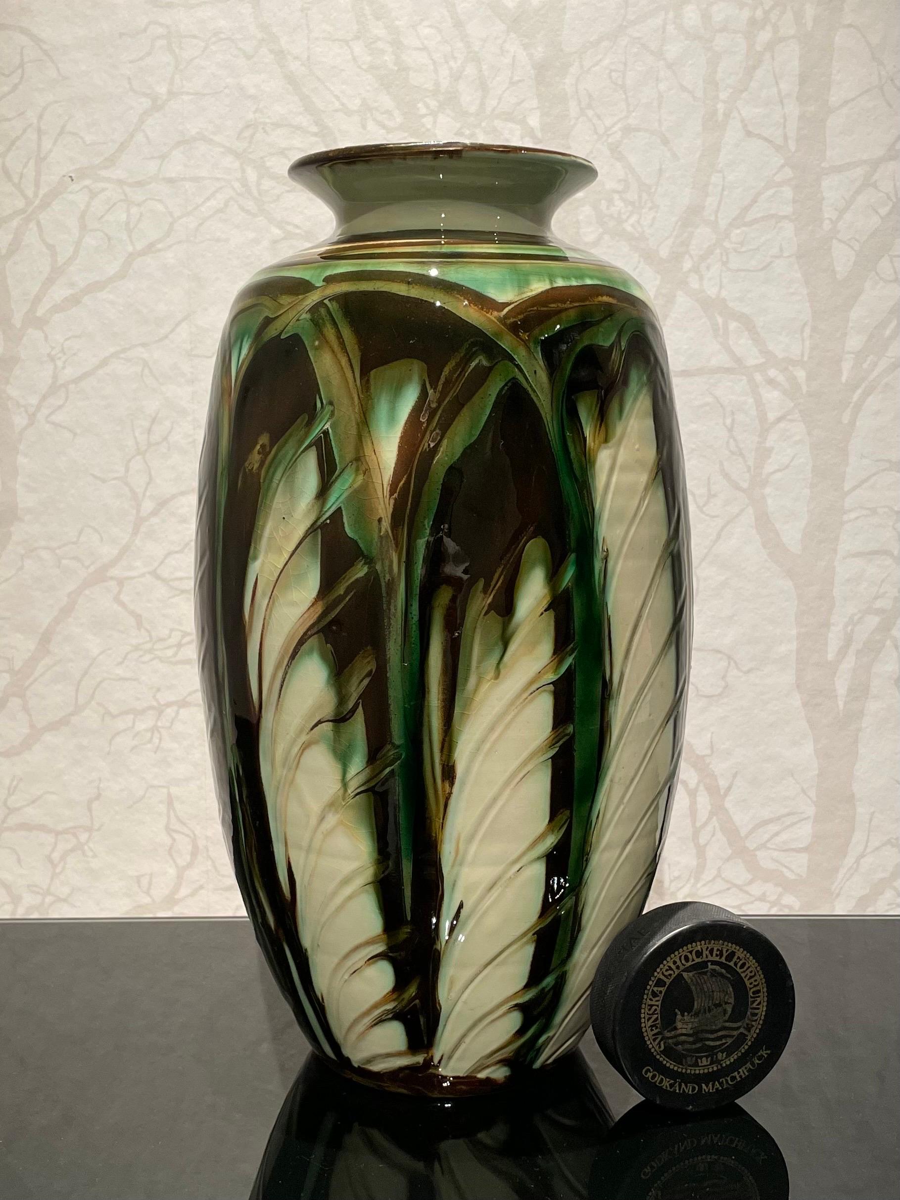 Early 20th Century 1920s Danish 35 cm Fundamental Ceramic Vase by Herman Kähler For Sale