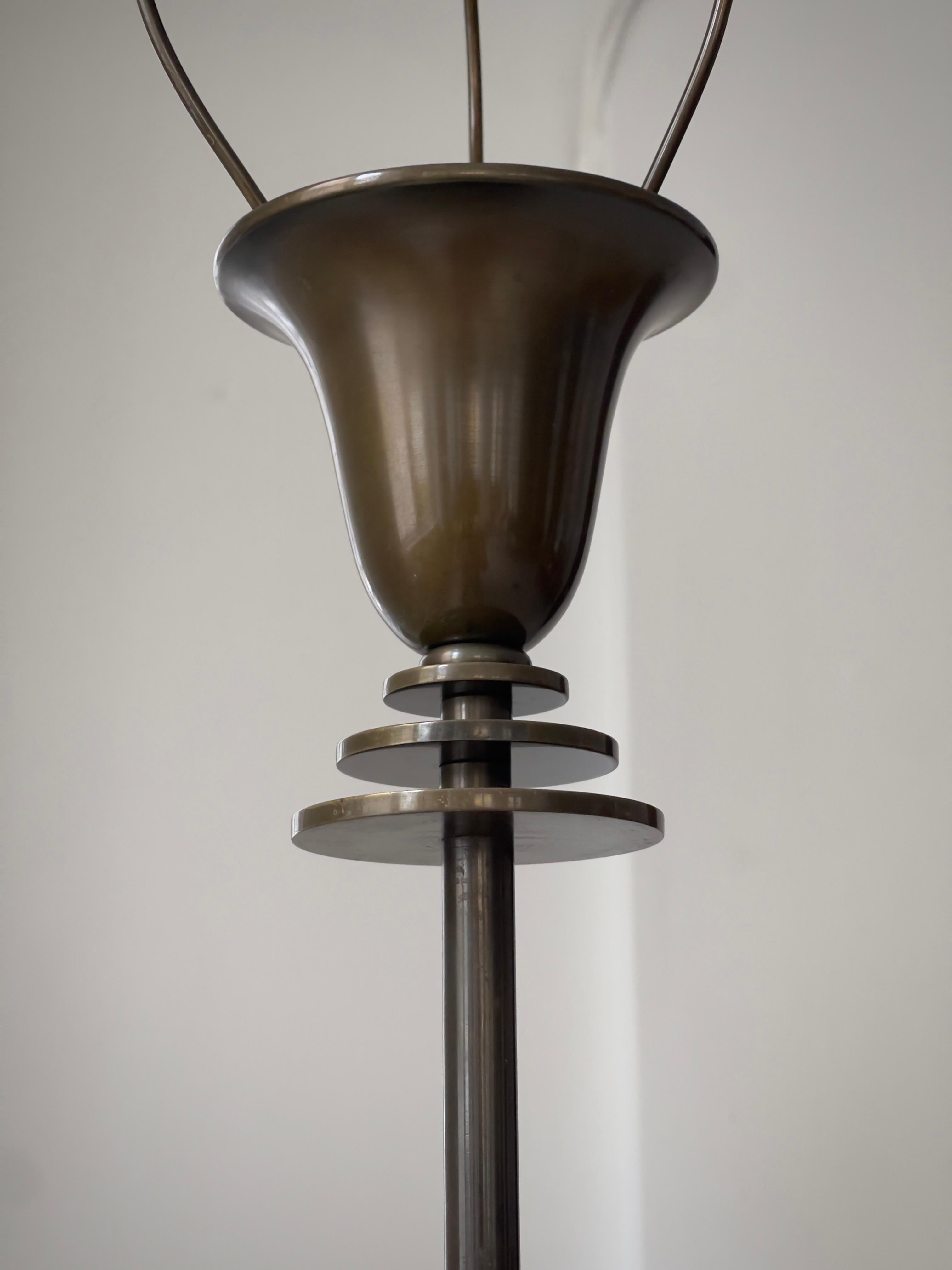 1920s Danish Art Deco floor lamp in solid bronze. Just Andersen style metal work For Sale 8