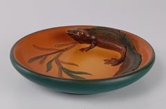 1920's Danish Art Nouveau Handcrafted Fish and Salamander Bowls by Ipsens Enke