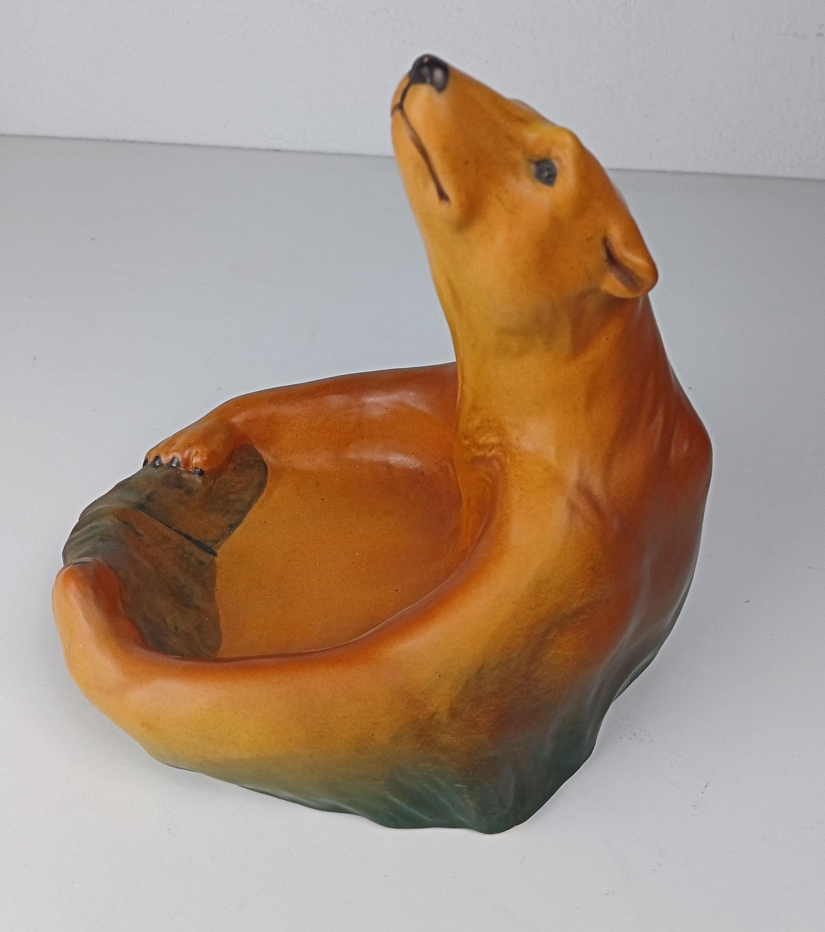 1920's Danish Art Nouveau Handcrafted Icebear Bowl - Ash Tray by P. Ipsens Enke In Good Condition For Sale In Knebel, DK