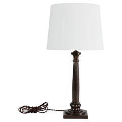 1920s Danish Art Nouveau High Sculptural Desk Table Lamp of Patinated Bronze