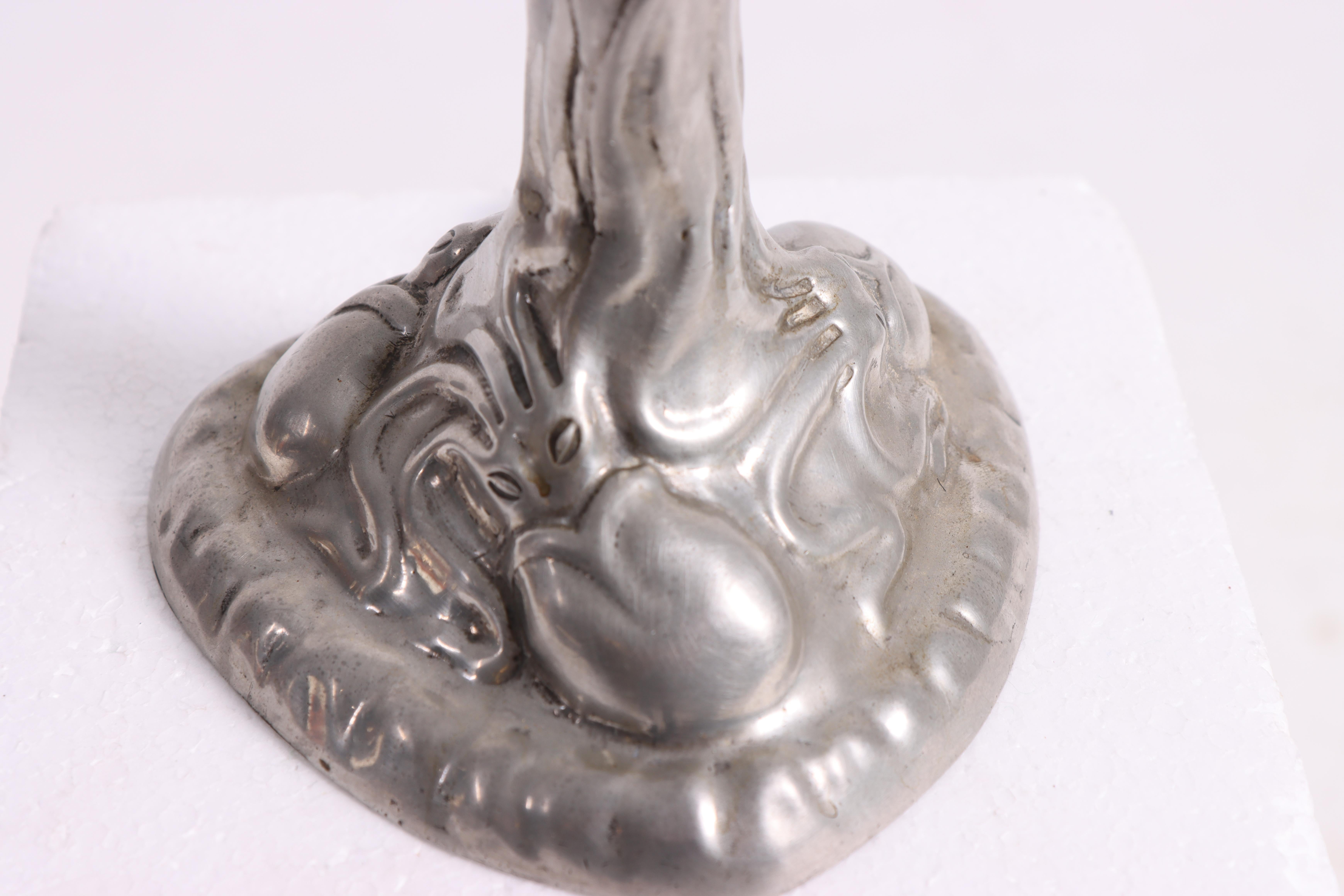 Early 20th Century 1920s Danish Art Nouveau Pewter Table Lamp by Hertz and Mogens Ballin For Sale
