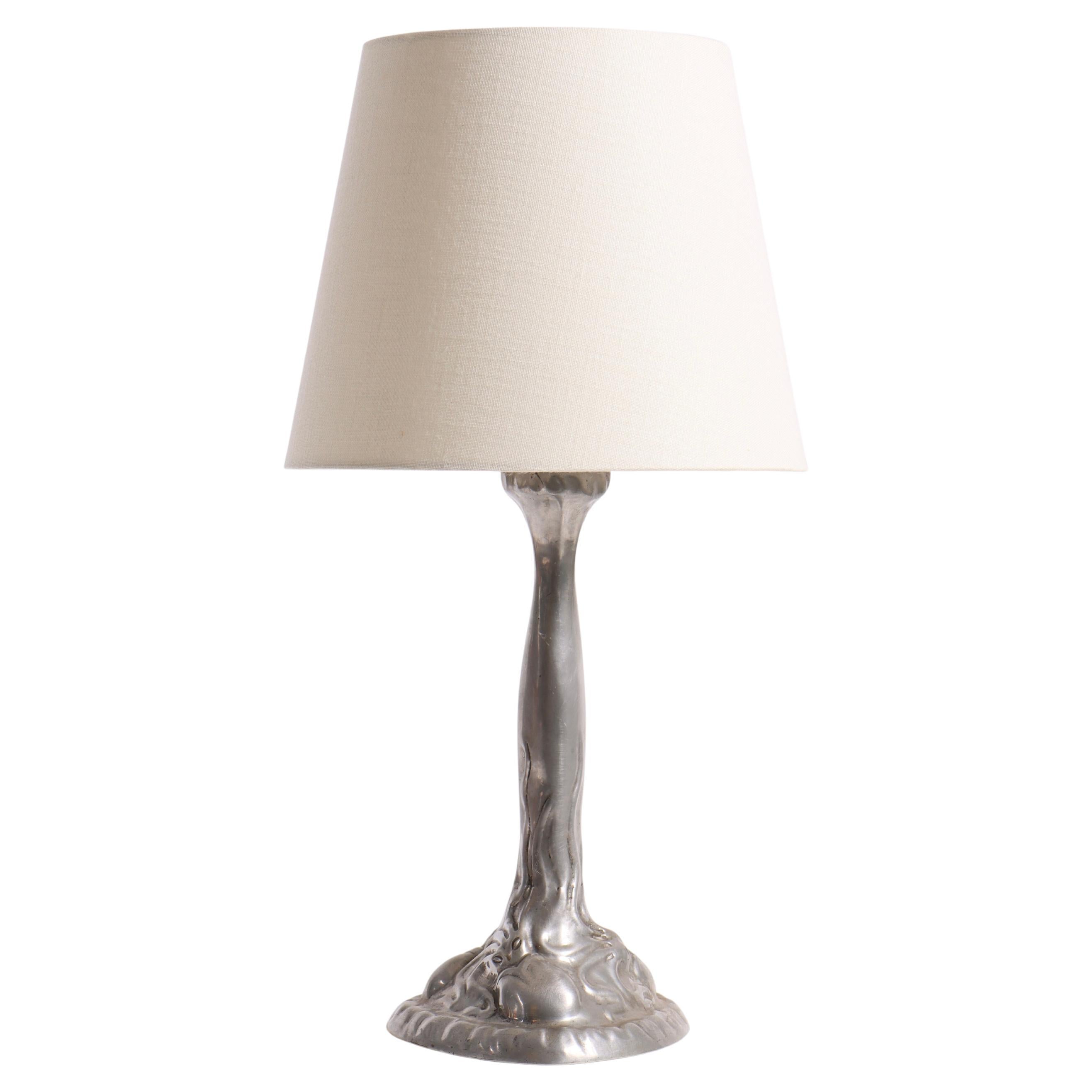 Lampada da tavolo in peltro Art Nouveau danese degli anni '20 di Mogens Hertz e Mogens Ballin