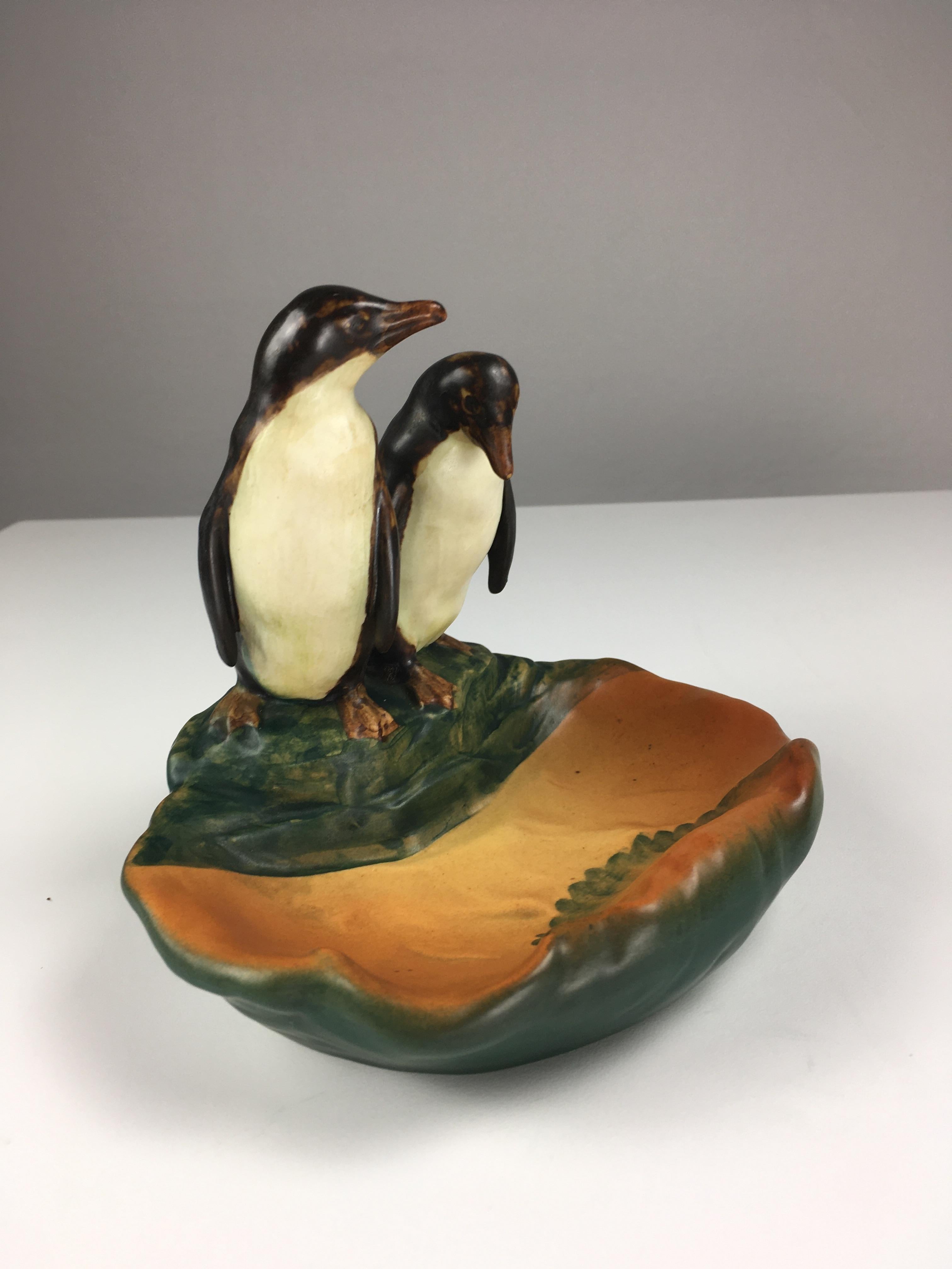 1920's Danish Hand-Crafted Art Nouveau Penguin Ash Tray / Bowl by P. Ipsens Enke 5