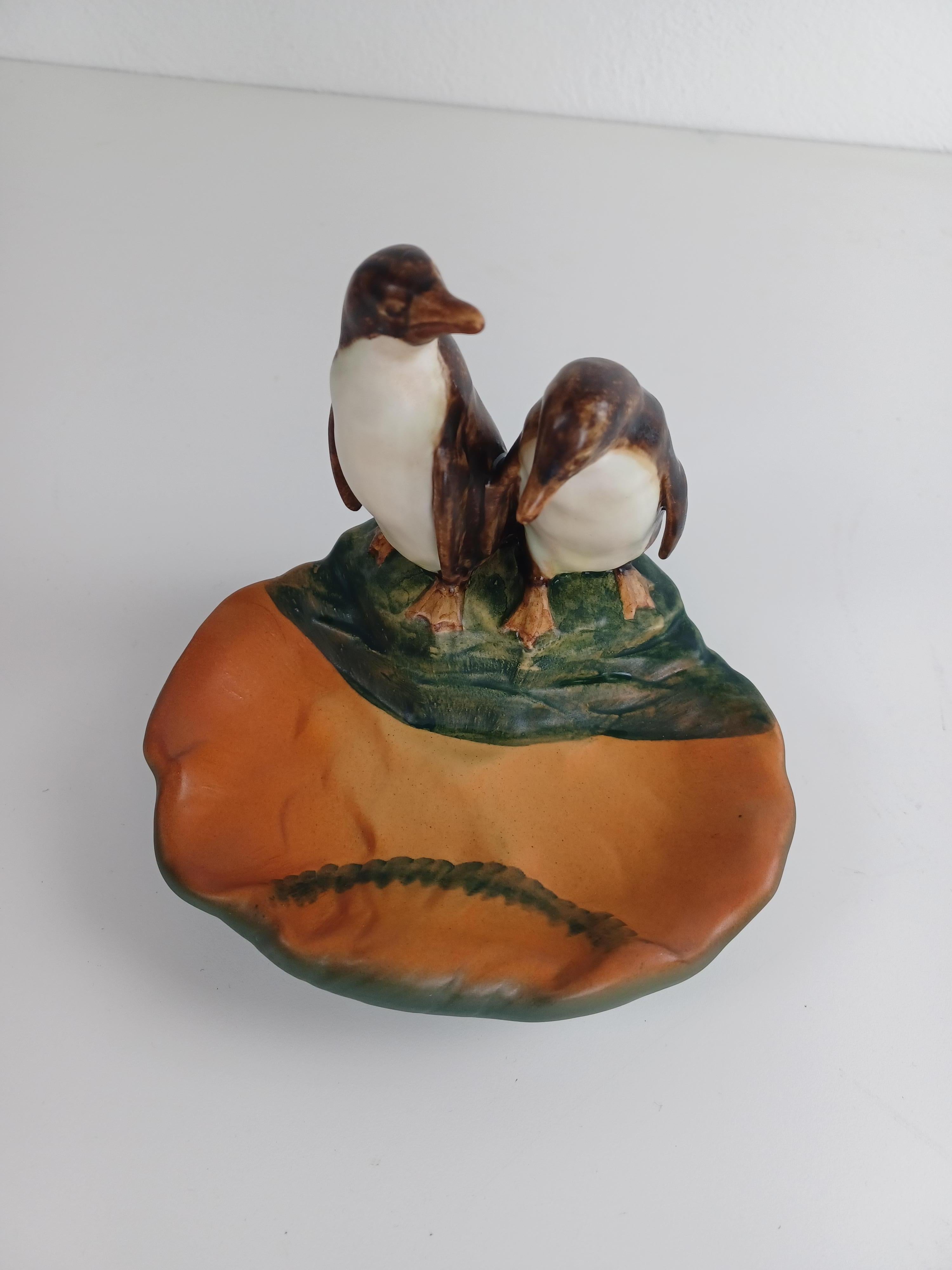 1920's Danish Hand-Crafted Art Nouveau Penguin Ash Tray / Bowl by P. Ipsens Enke For Sale 4