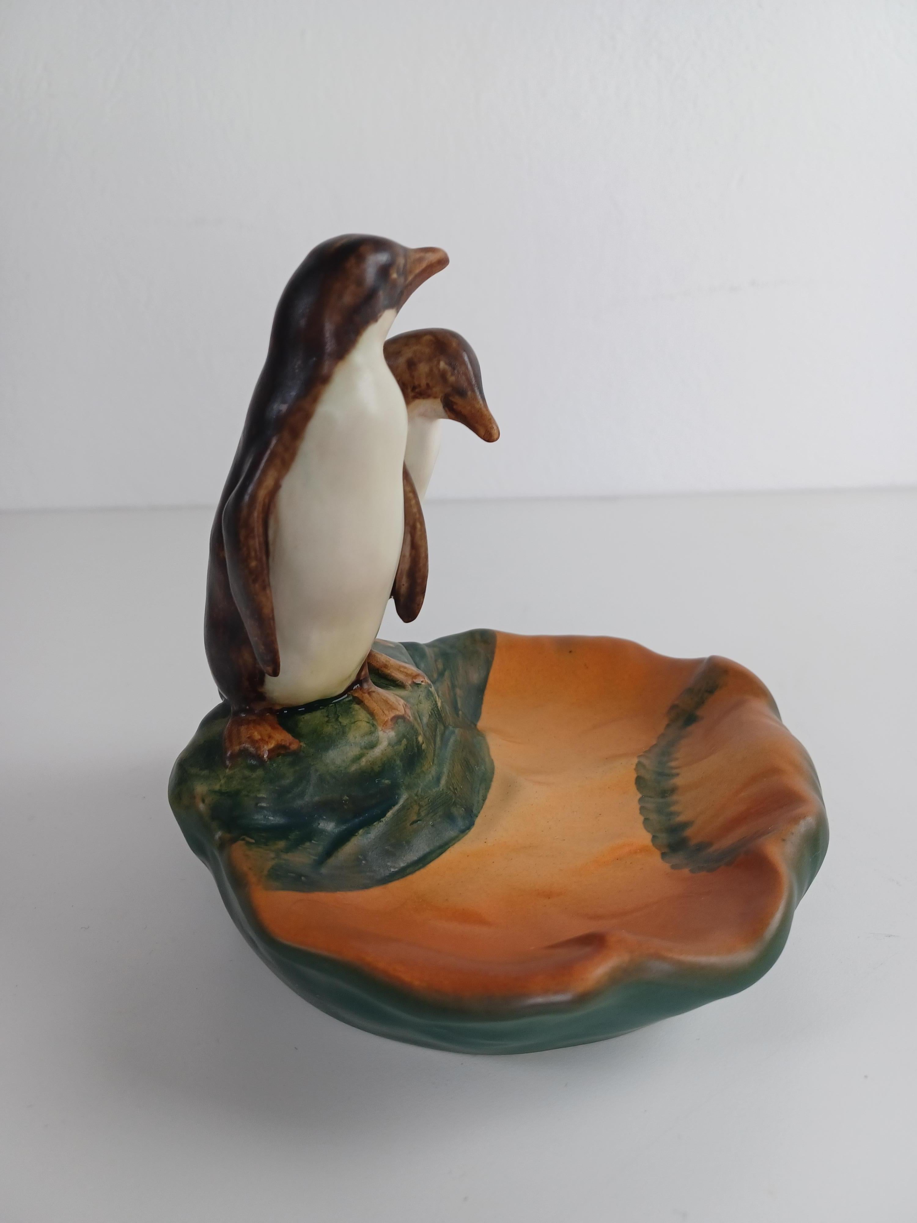 1920's Danish Hand-Crafted Art Nouveau Penguin Ash Tray / Bowl by P. Ipsens Enke For Sale 1