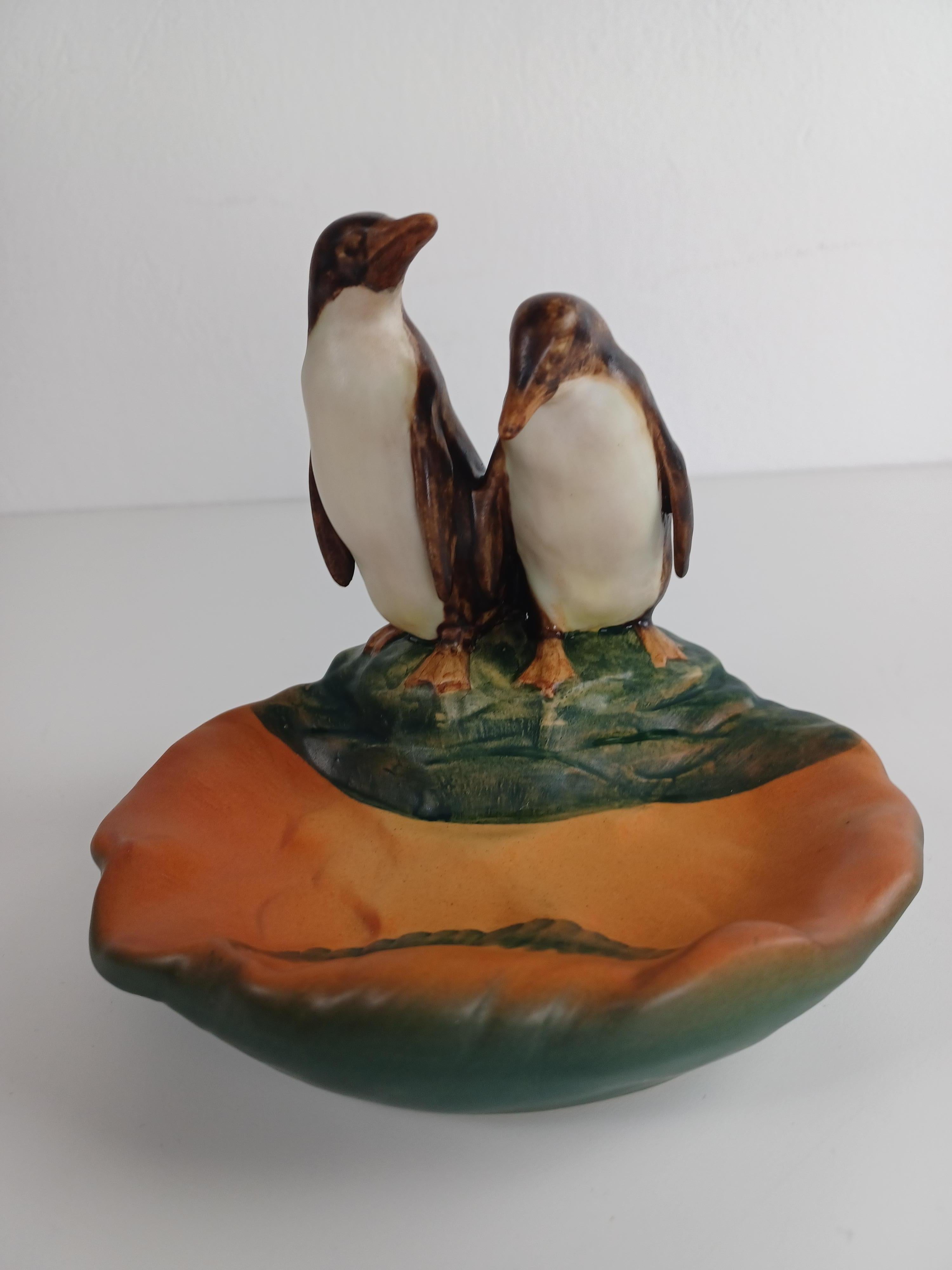 1920's Danish Hand-Crafted Art Nouveau Penguin Ash Tray / Bowl by P. Ipsens Enke For Sale 3