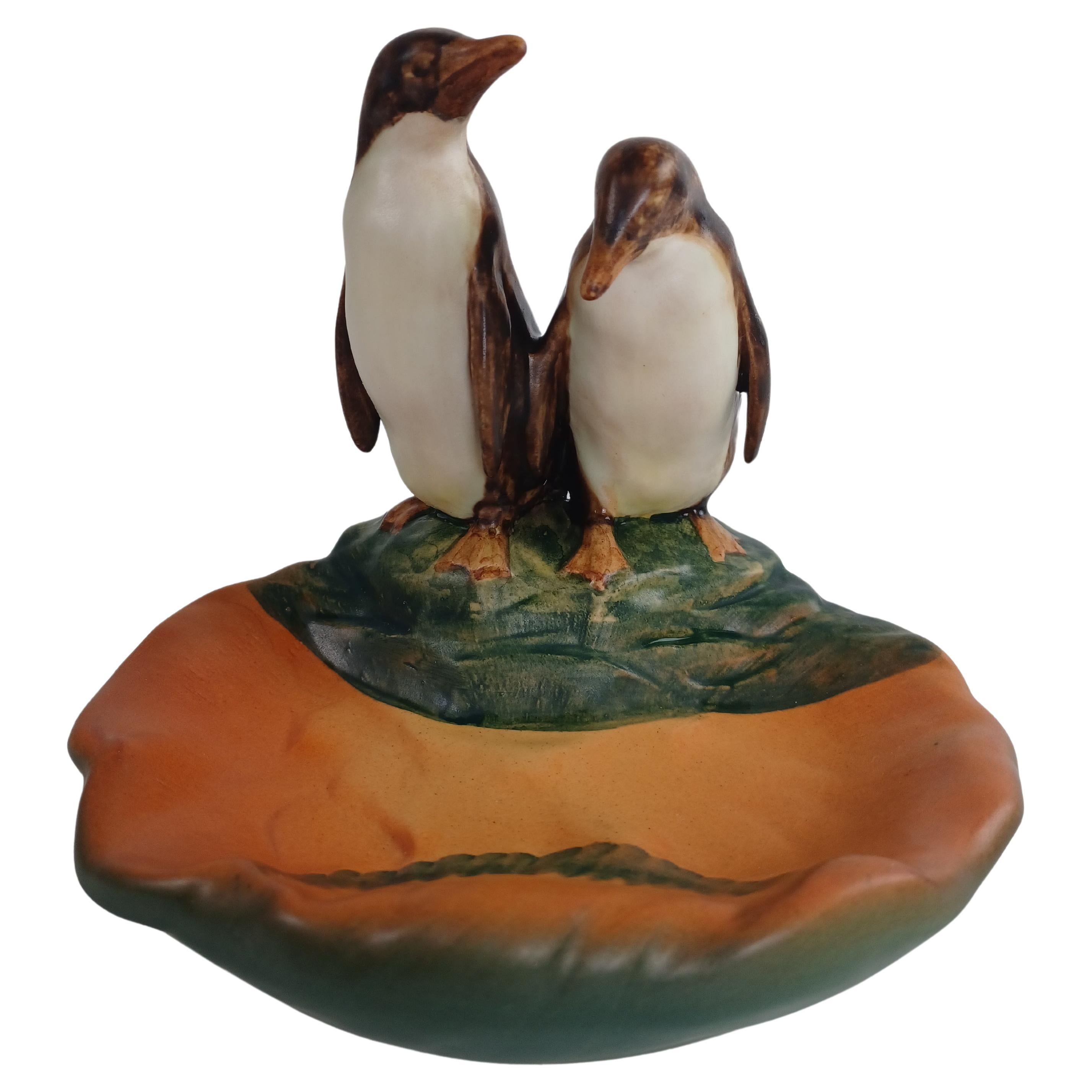 1920's Danish Hand-Crafted Art Nouveau Penguin Ash Tray / Bowl by P. Ipsens Enke For Sale