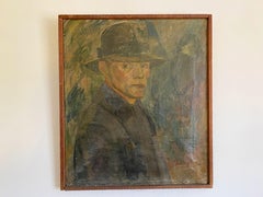 1920s Danish Oil Portrait of a Man Painting on Canvas