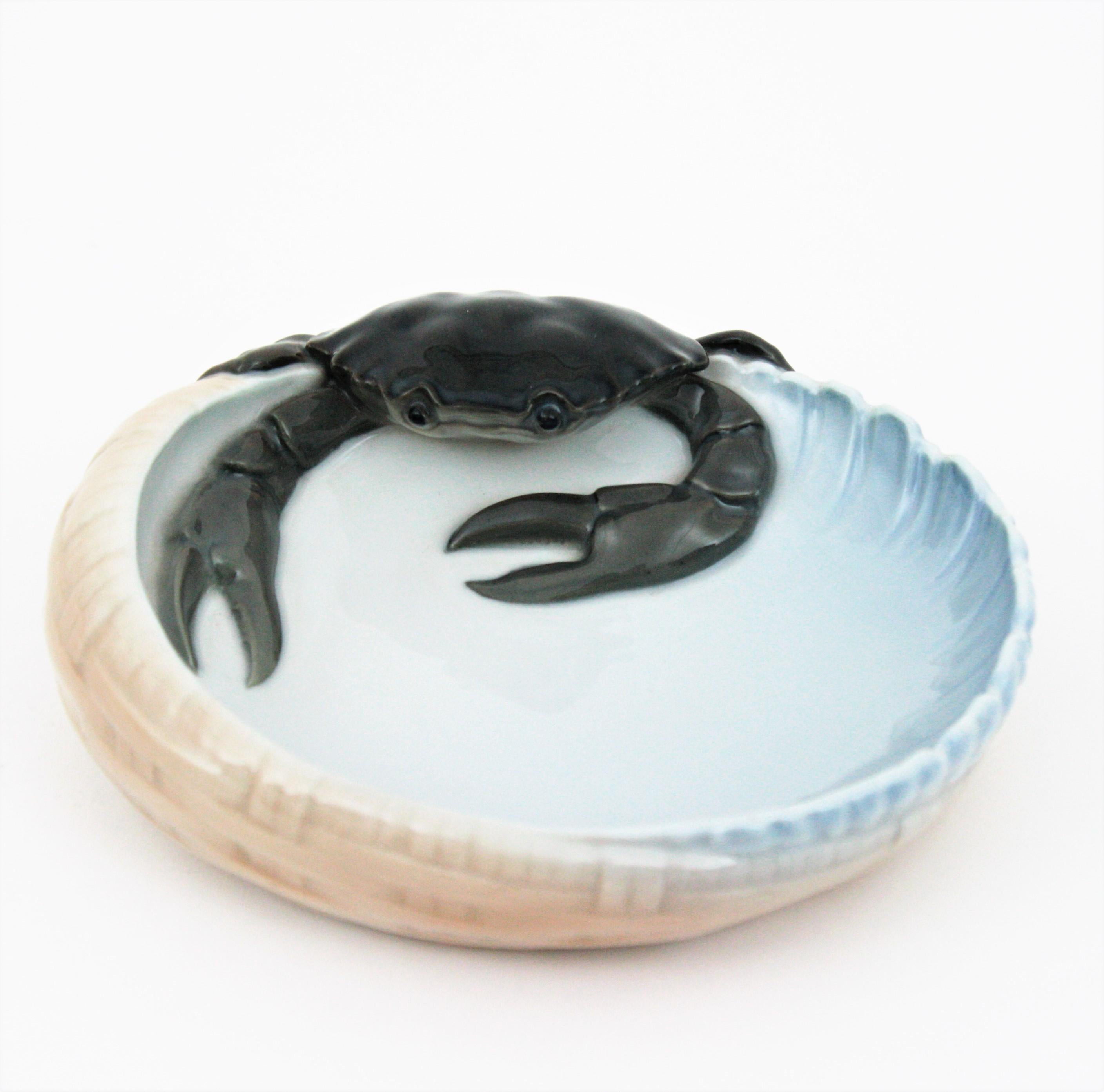 1920s Danish Royal Copenhagen Porcelain Crab Bowl or Ashtray 4
