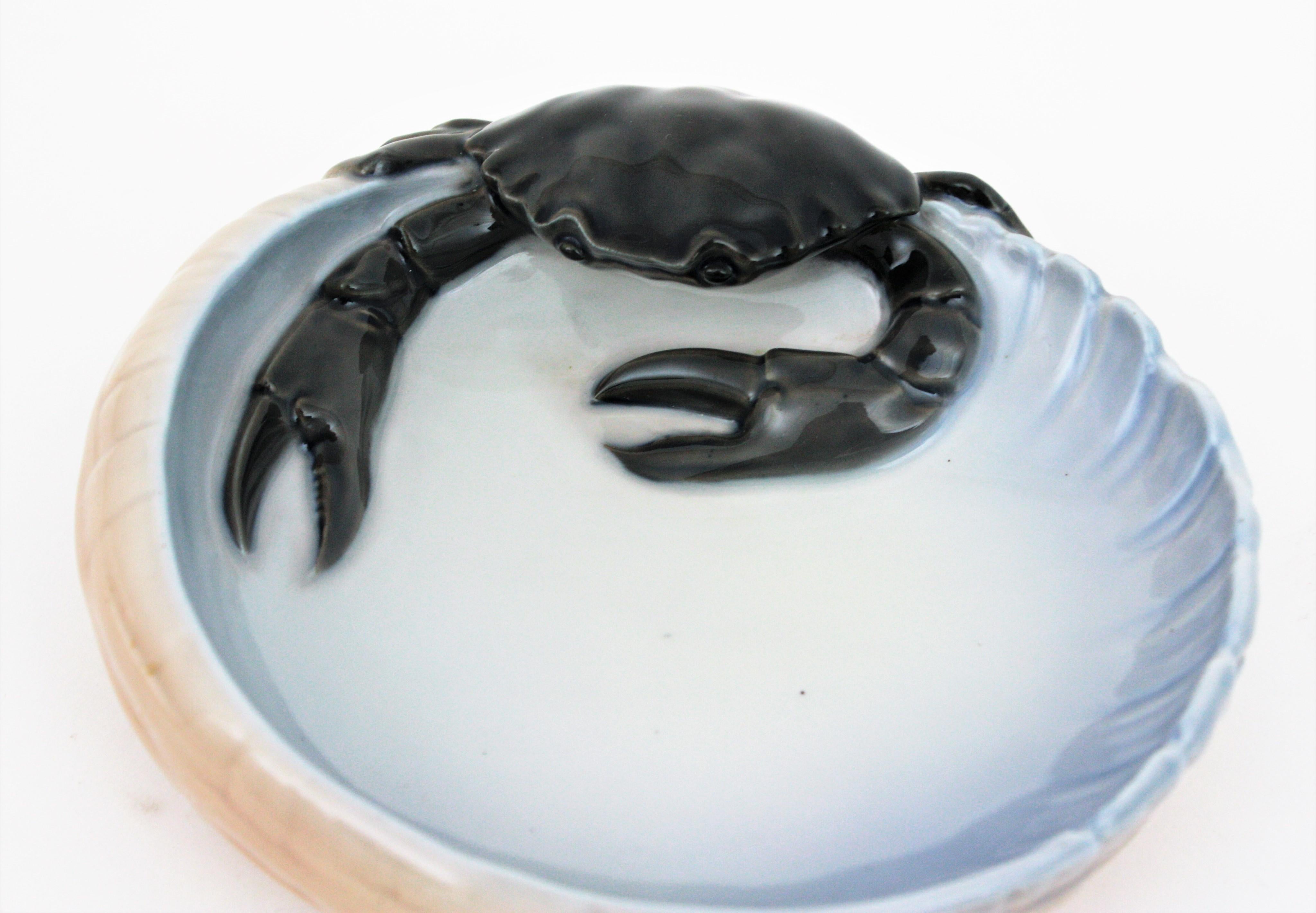 1920s Danish Royal Copenhagen Porcelain Crab Bowl or Ashtray For Sale 3