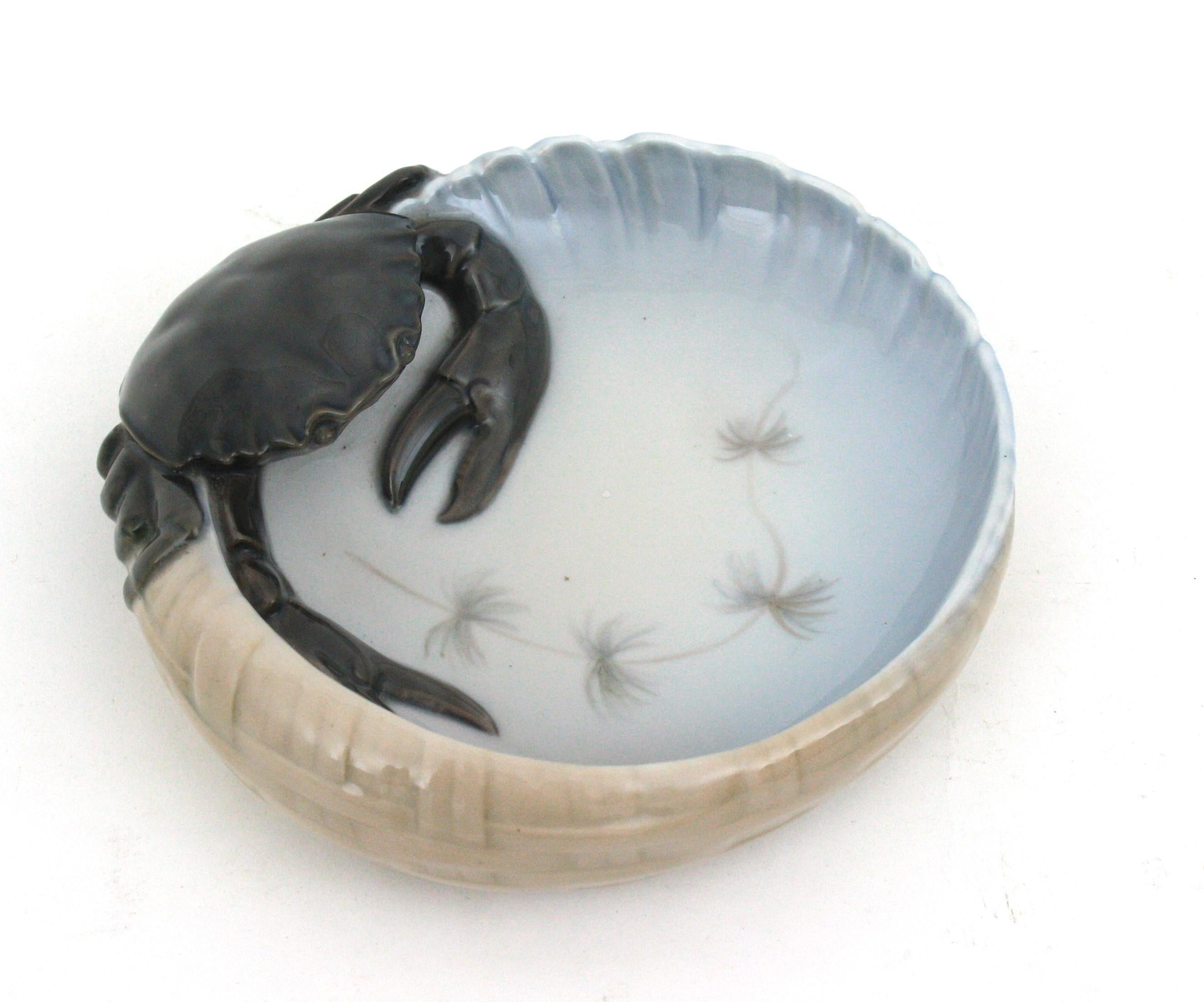 Art Deco 1920s Danish Royal Copenhagen Porcelain Crab Bowl or Ashtray For Sale