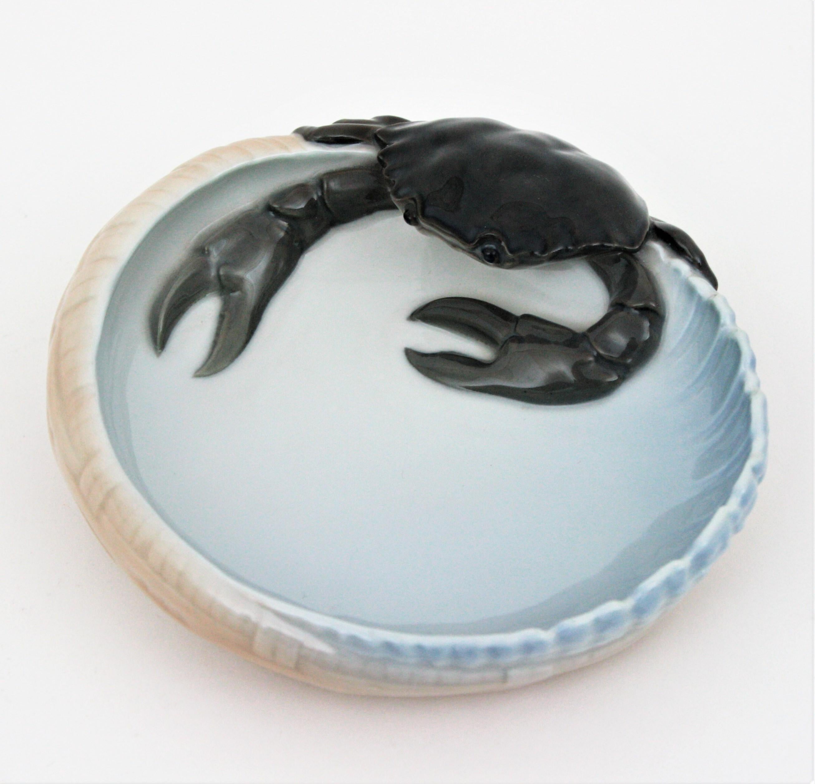 1920s Danish Royal Copenhagen Porcelain Crab Bowl or Ashtray In Excellent Condition In Barcelona, ES
