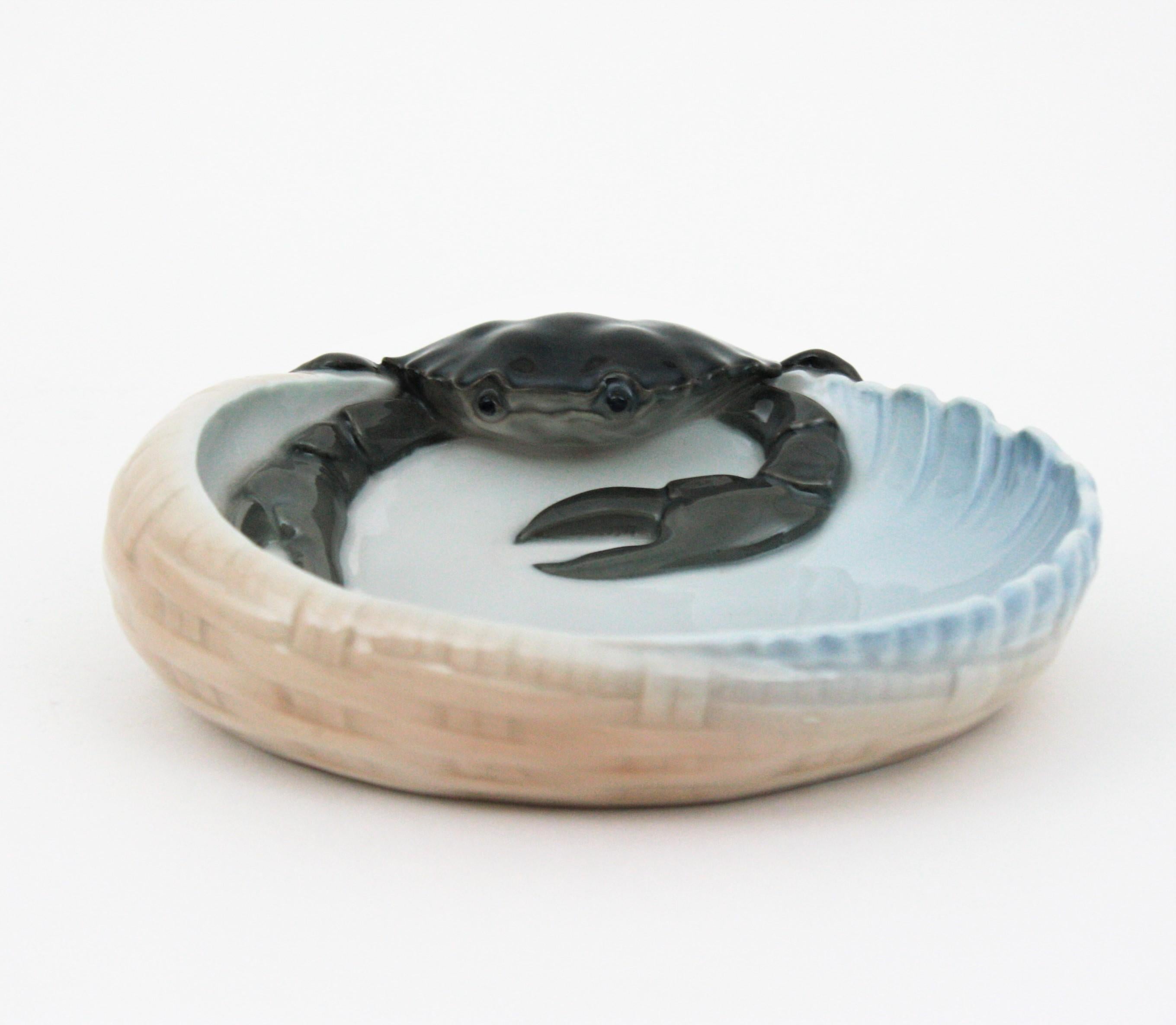 Early 20th Century 1920s Danish Royal Copenhagen Porcelain Crab Bowl or Ashtray