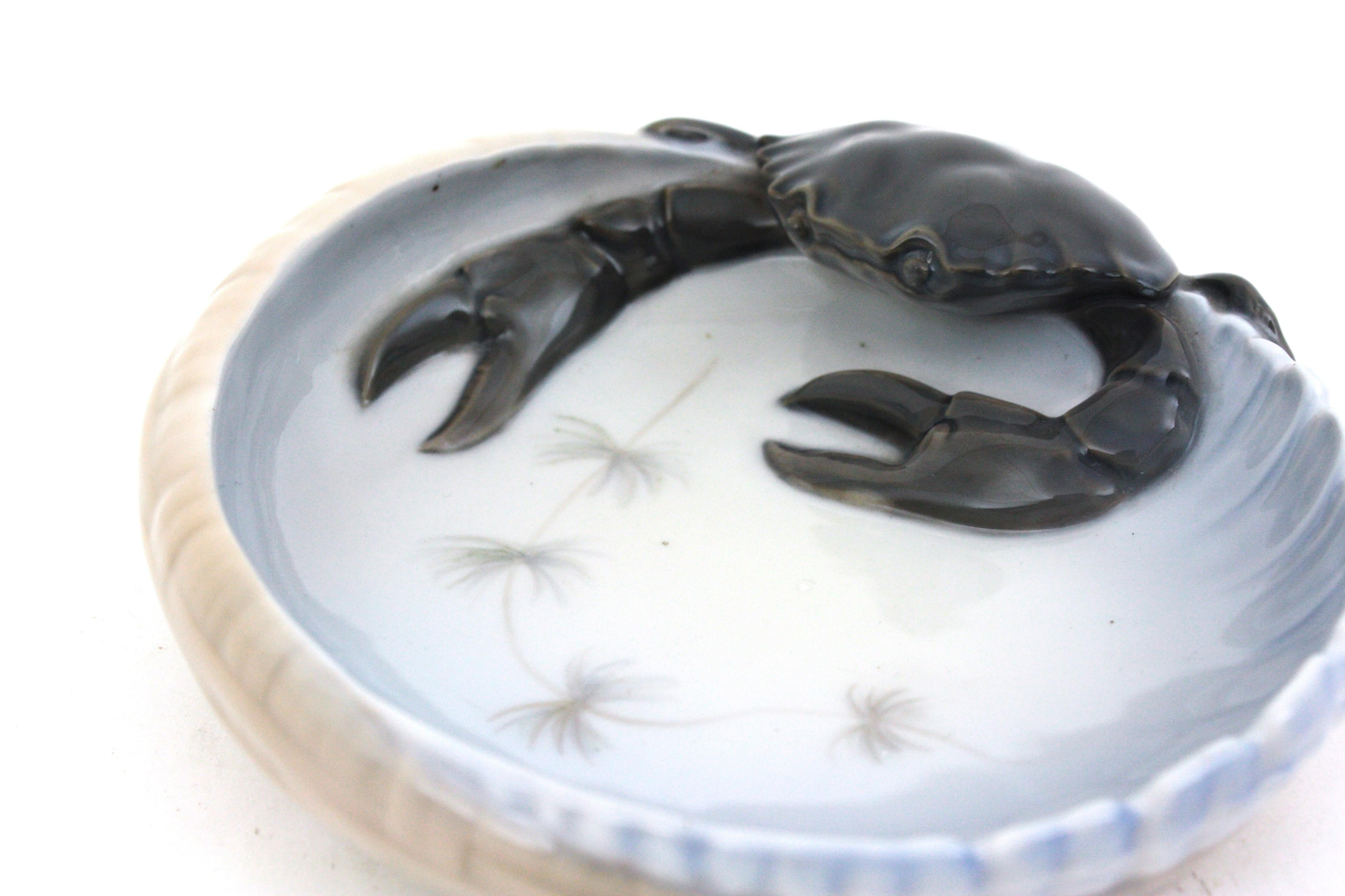 1920s Danish Royal Copenhagen Porcelain Crab Bowl or Ashtray For Sale 1