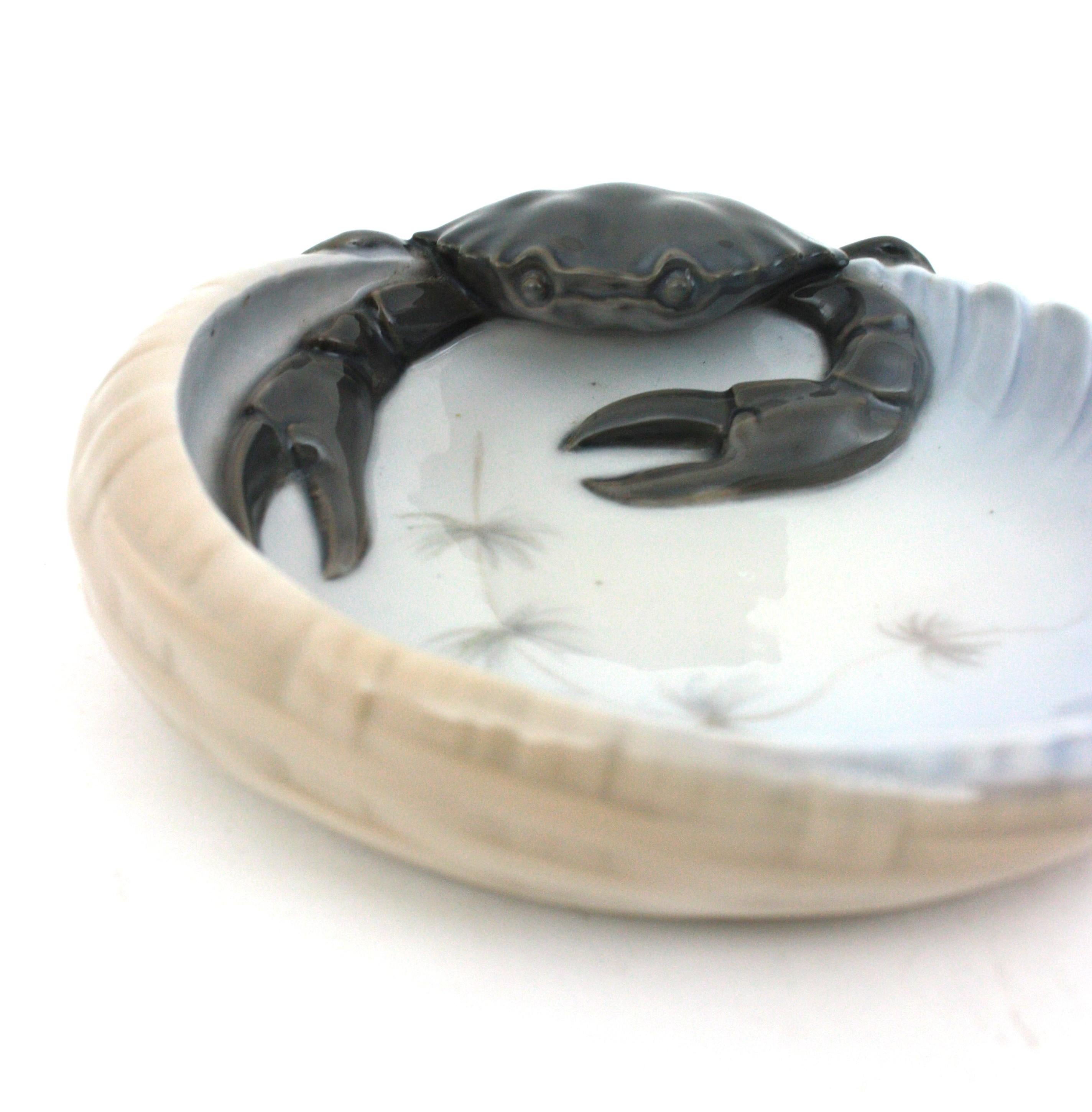 1920s Danish Royal Copenhagen Porcelain Crab Bowl or Ashtray For Sale 2