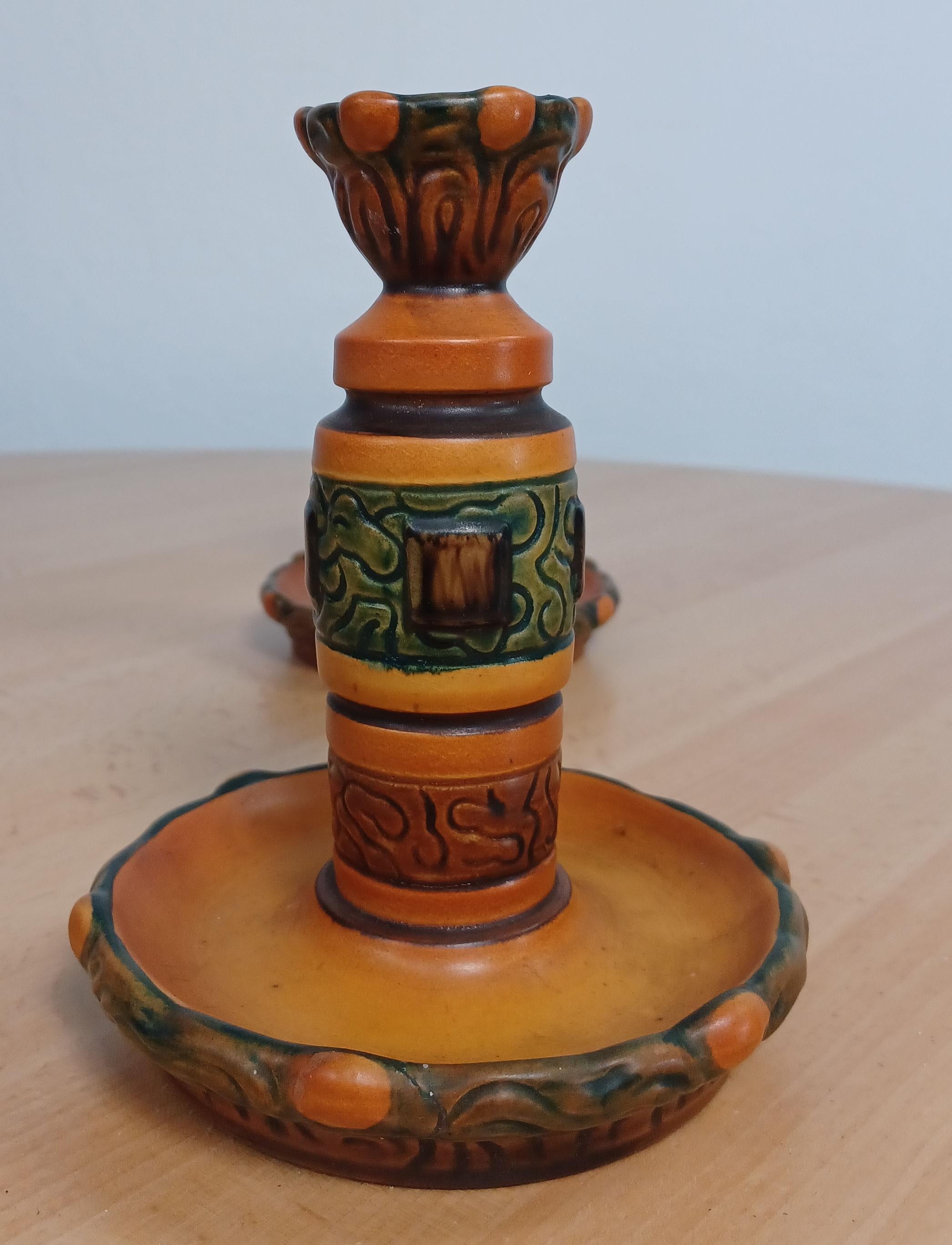 Hand-Crafted 1920s Danish Thorvald Bindesboell Candlesticks by P. Ipsens Enke For Sale