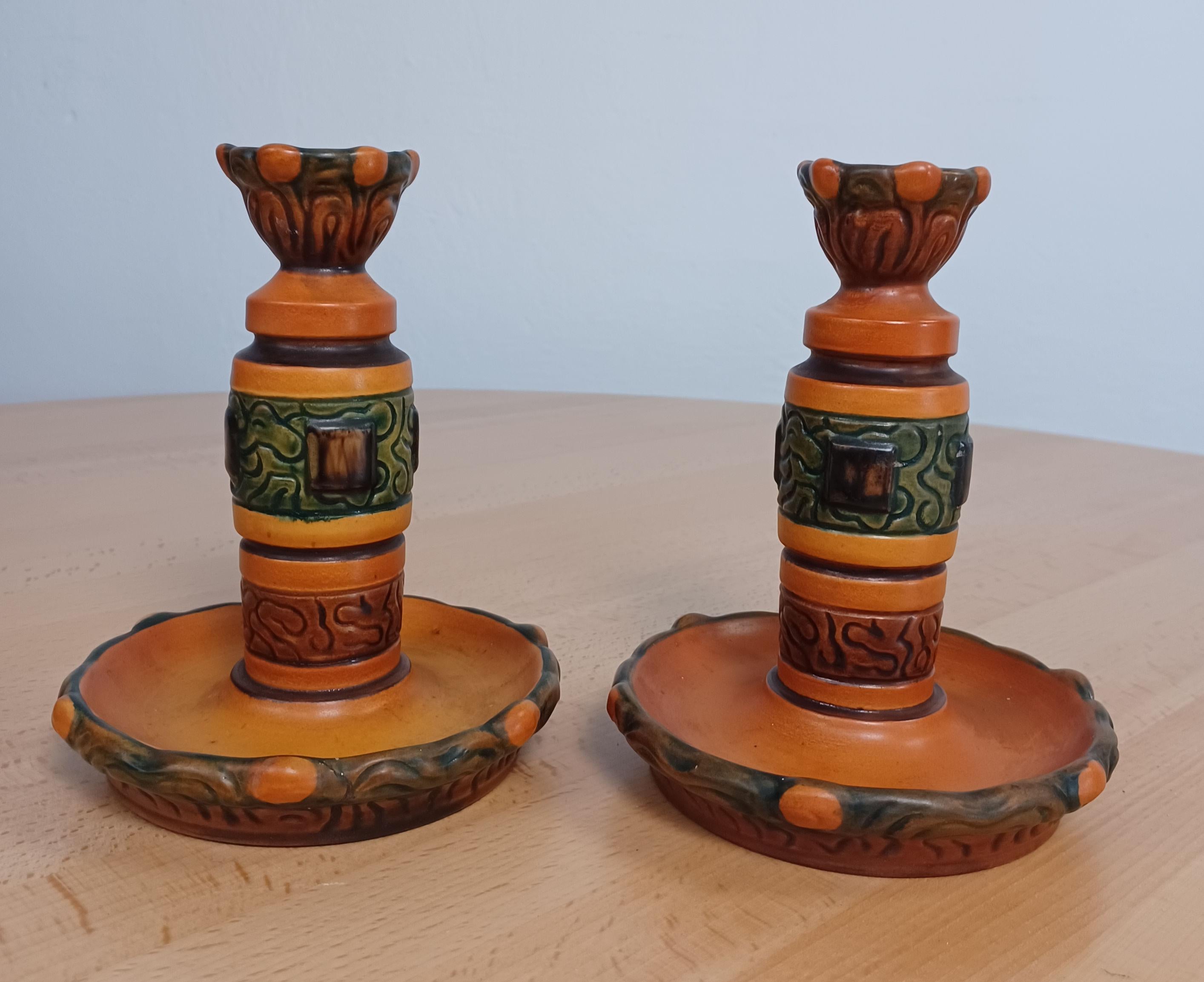 1920s Danish Thorvald Bindesboell Candlesticks by P. Ipsens Enke In Good Condition For Sale In Knebel, DK