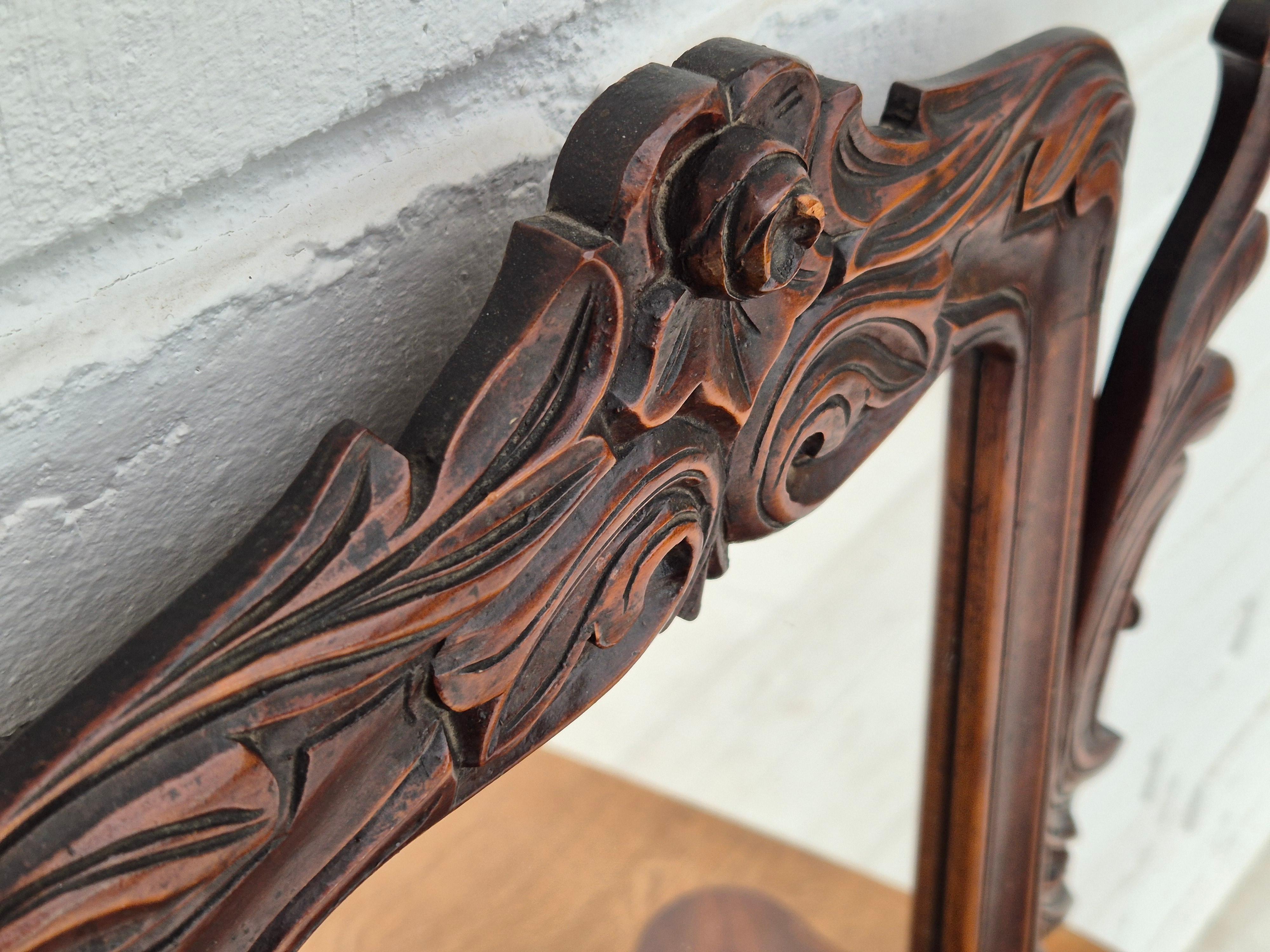 Años 20, espejo de maquillaje vintage danés con almacenaje para joyas, madera de cerezo. en venta 11