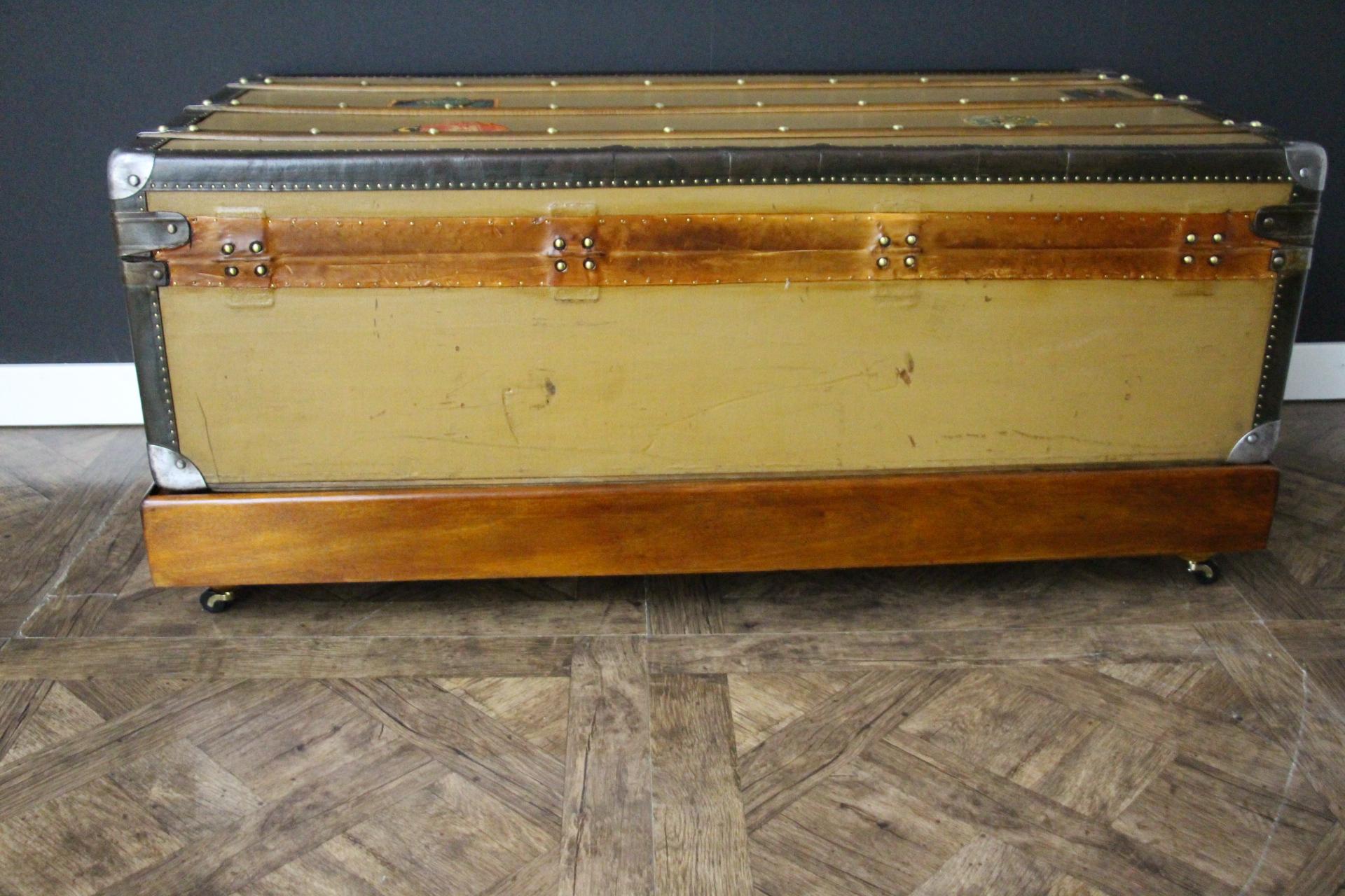 1920s Dark Beige Moynat Steamer Trunk, Moynat Trunk 6