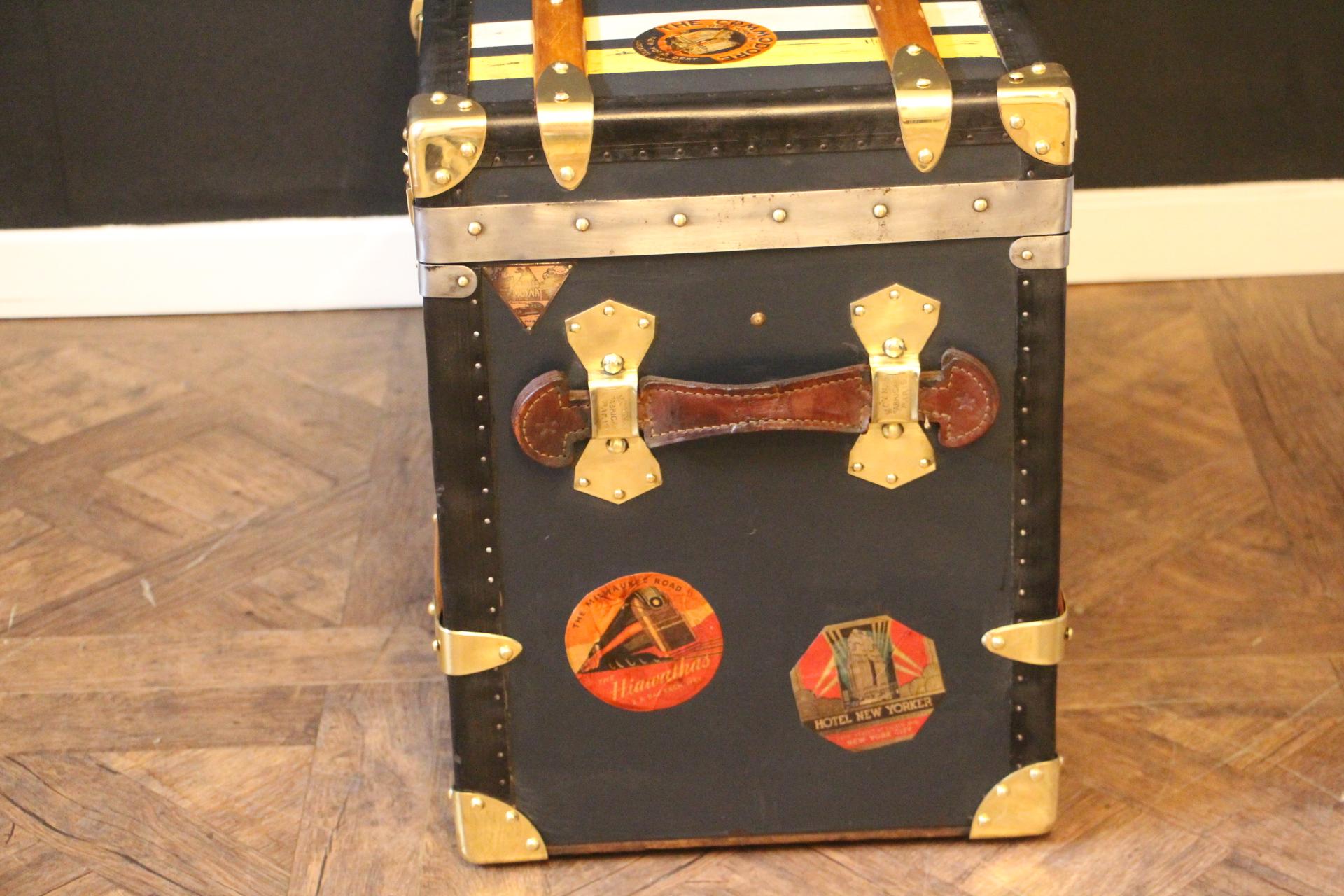 1920s Dark Blue Moynat Steamer Trunk, Moynat Trunk, Moynat Steamer Trunk 6