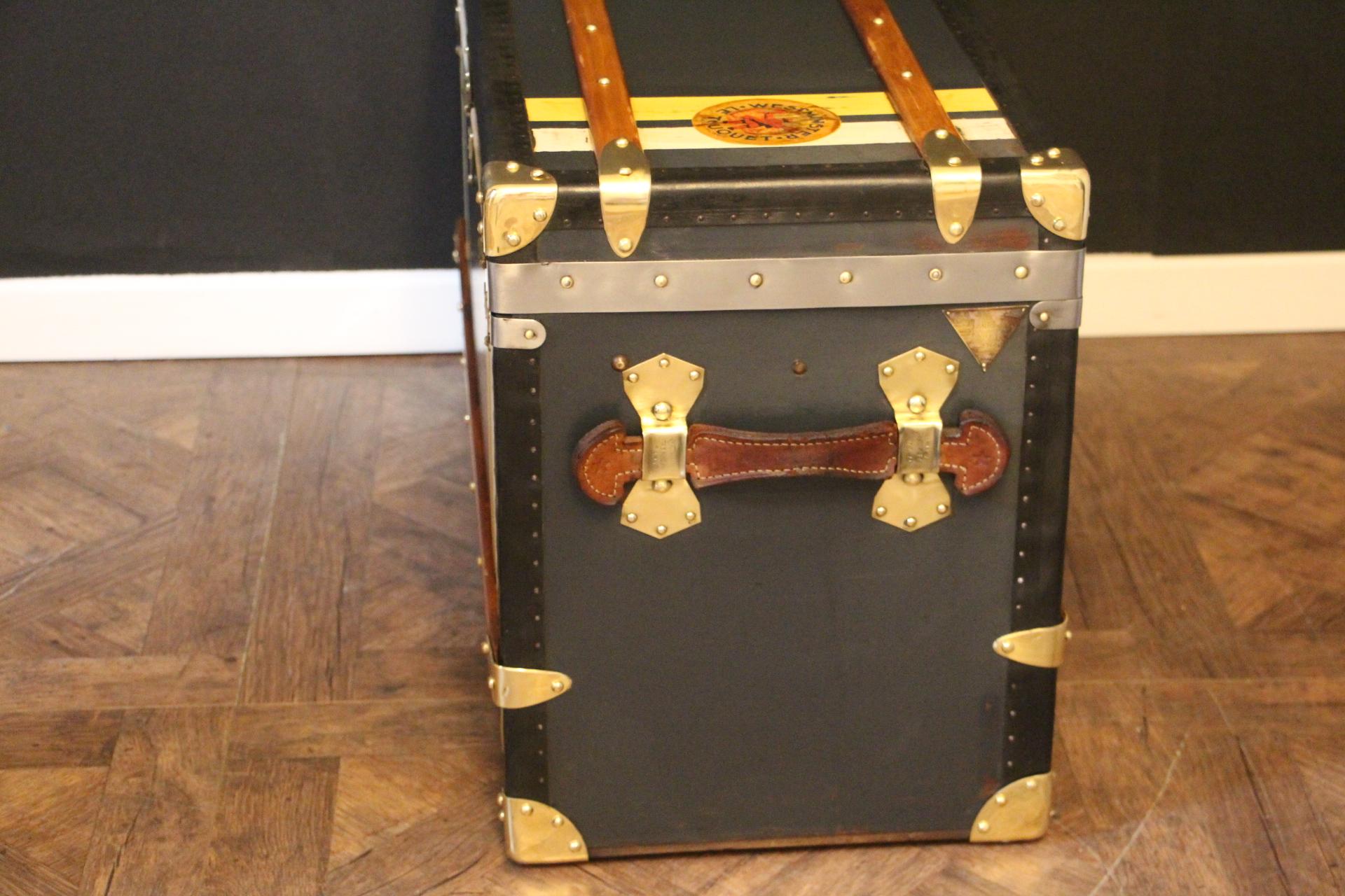 1920s Dark Blue Moynat Steamer Trunk, Moynat Trunk, Moynat Steamer Trunk 1