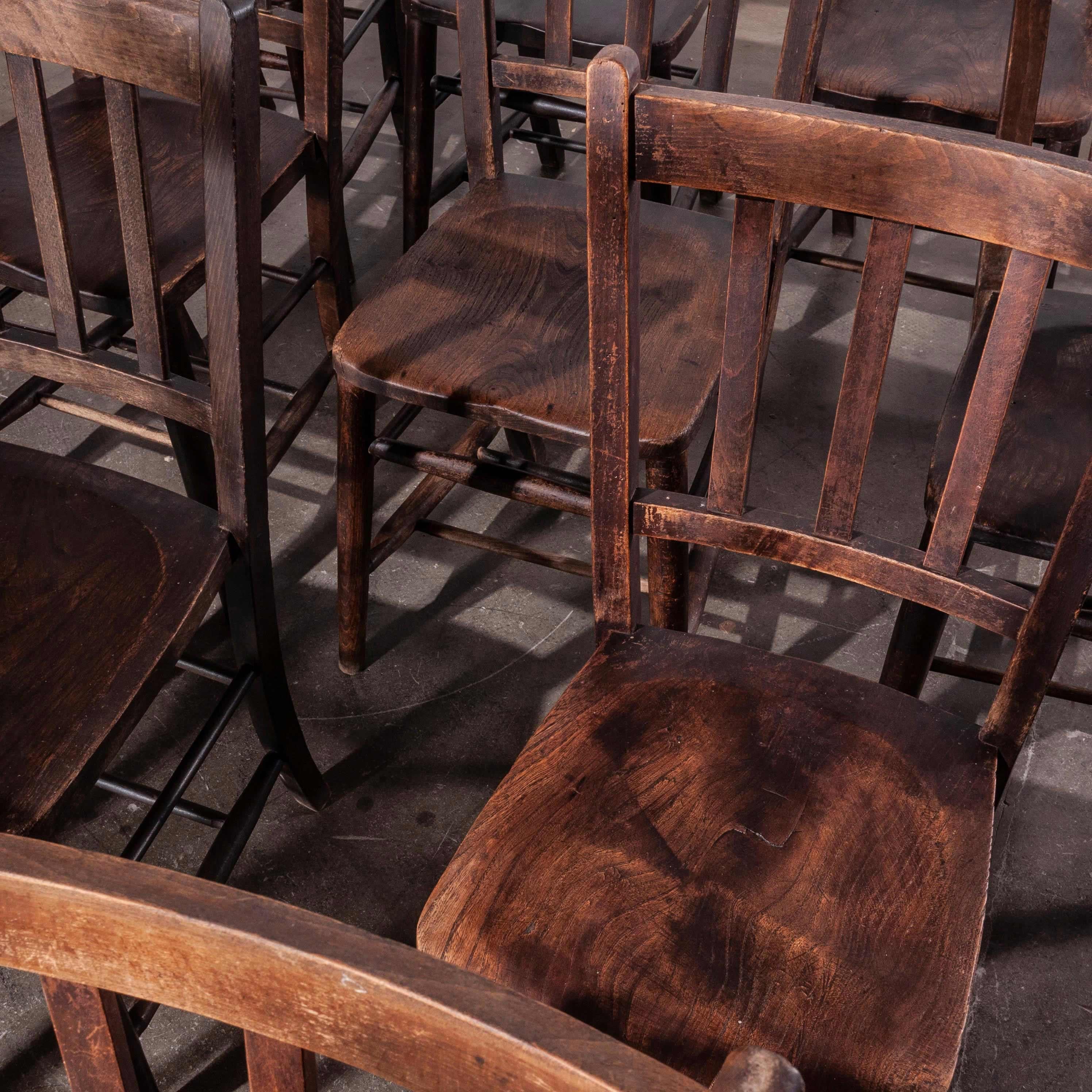 1920s Dark Elm Church, Chapel Dining Chairs, Set of Twelve In Good Condition In Hook, Hampshire