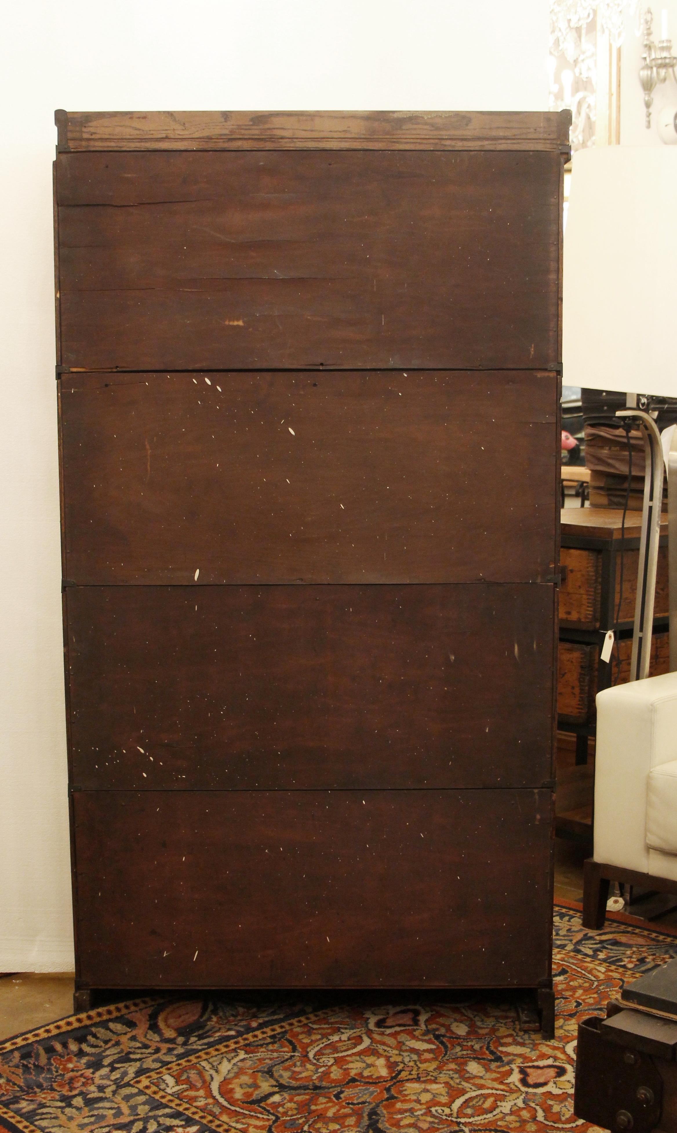 American 1920s Dark Wood Tone Barrister Bookcase