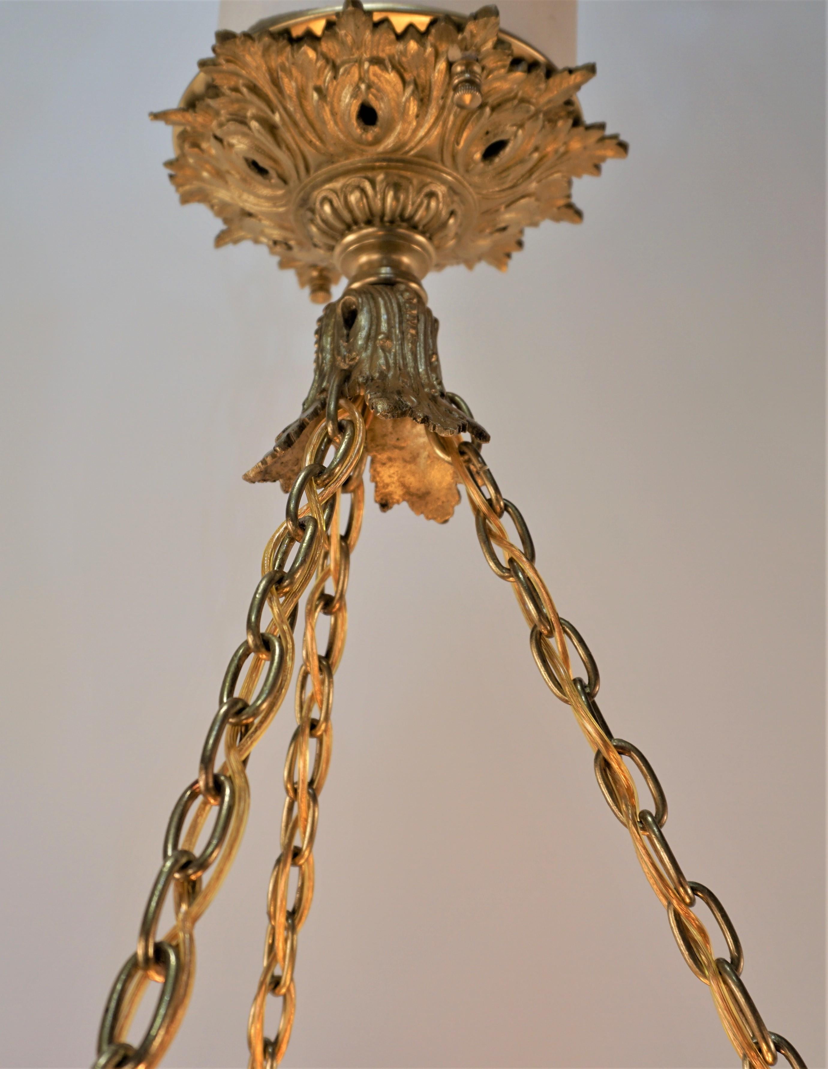 1920s Daum Style Blow Glass Chandelier In Good Condition For Sale In Fairfax, VA