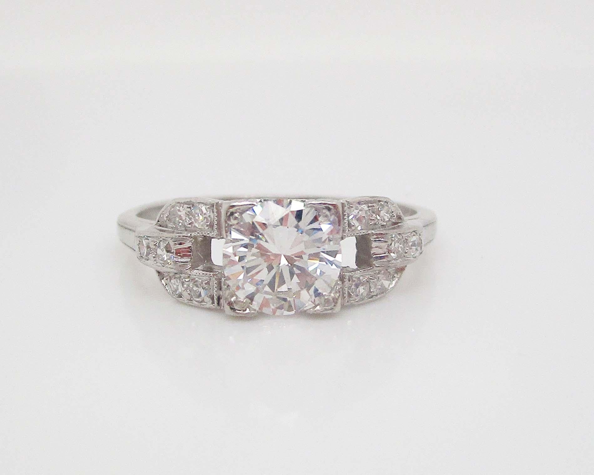 Old European Cut 1920's Deco European Cut Diamond Engagement Ring with GIA Report For Sale