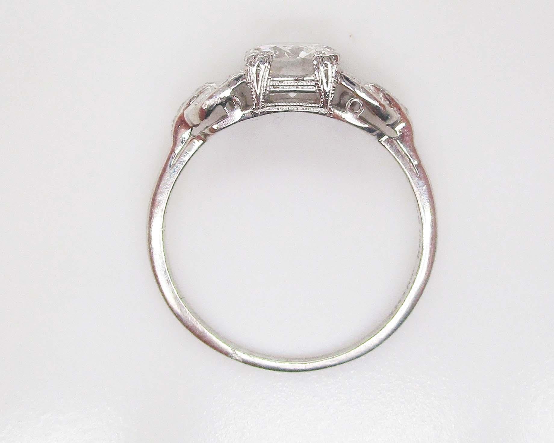 1920's Deco European Cut Diamond Engagement Ring with GIA Report For Sale 1