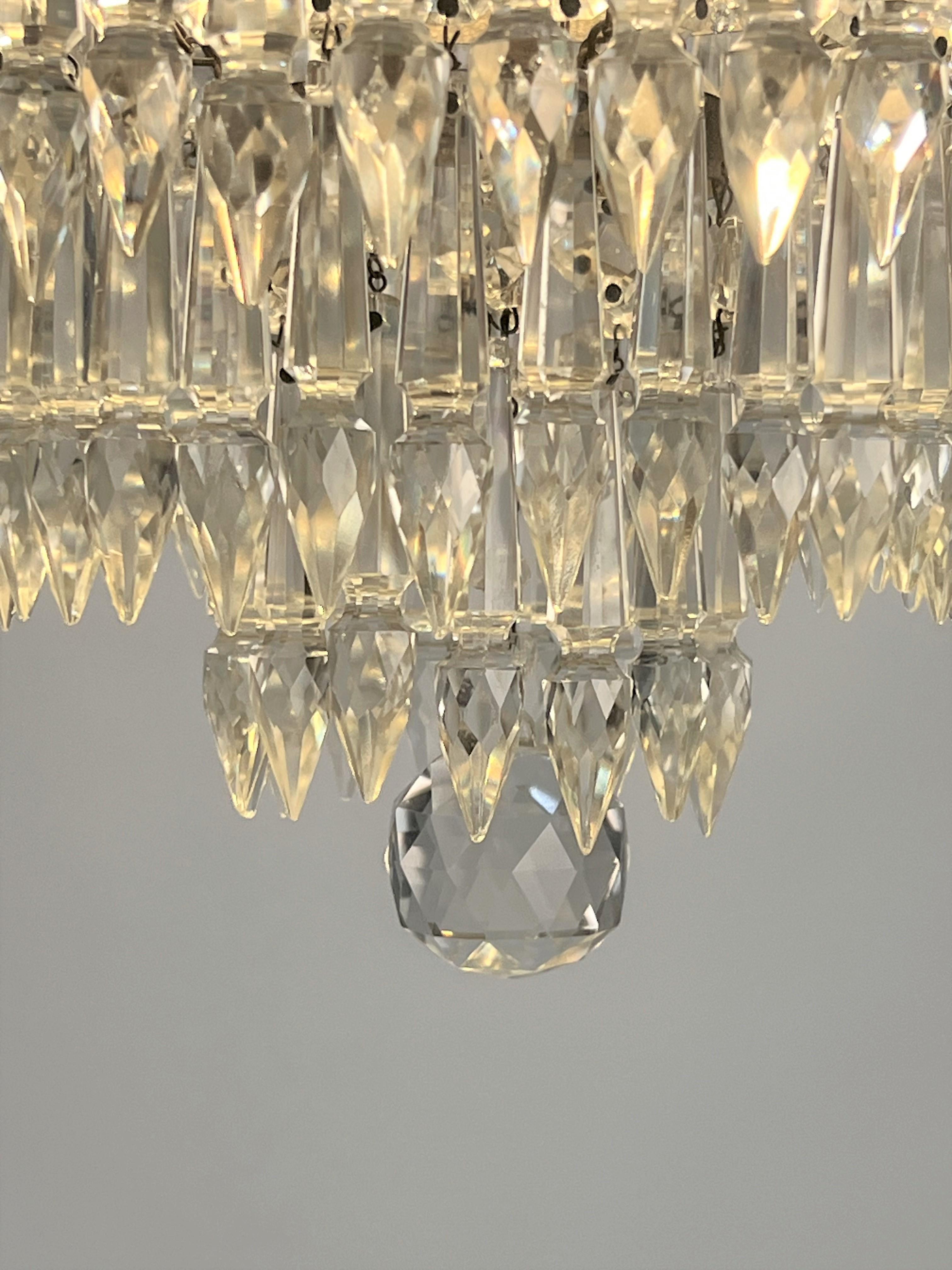 1920's Decorative Crystal and Brass Chandelier 3