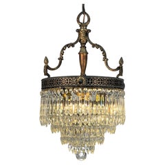 1920's Decorative Crystal and Brass Chandelier